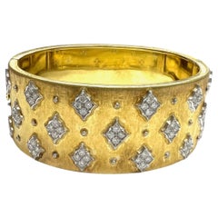 Mario Buccellati Diamond Yellow Gold Wide Bangle Bracelet