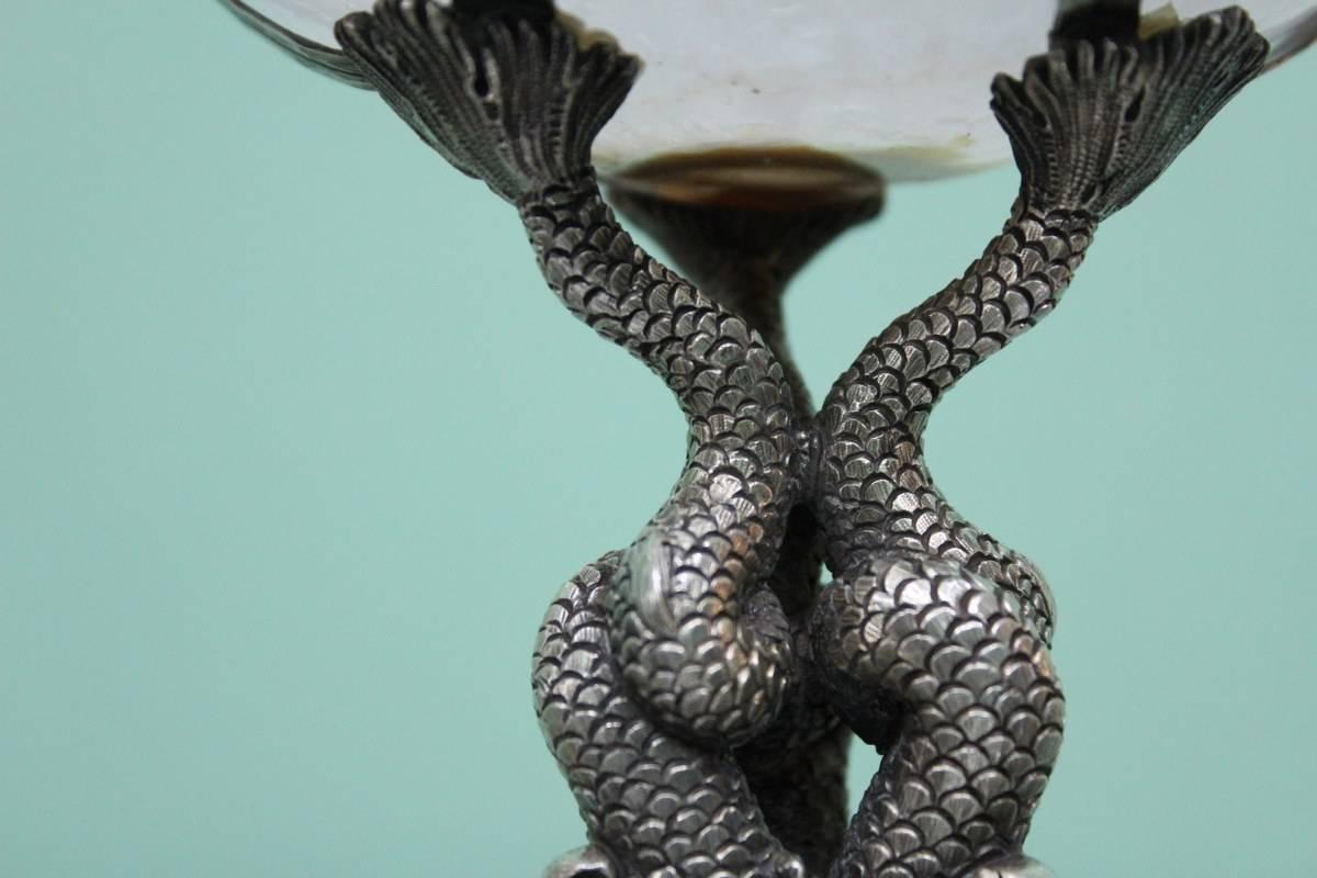 Mario Buccellati Engraved Sterling Silver and Agatha Italian Stand, 1970s In Excellent Condition For Sale In Florence, IT