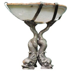 Mario Buccellati Engraved Sterling Silver and Agatha Italian Stand, 1970s