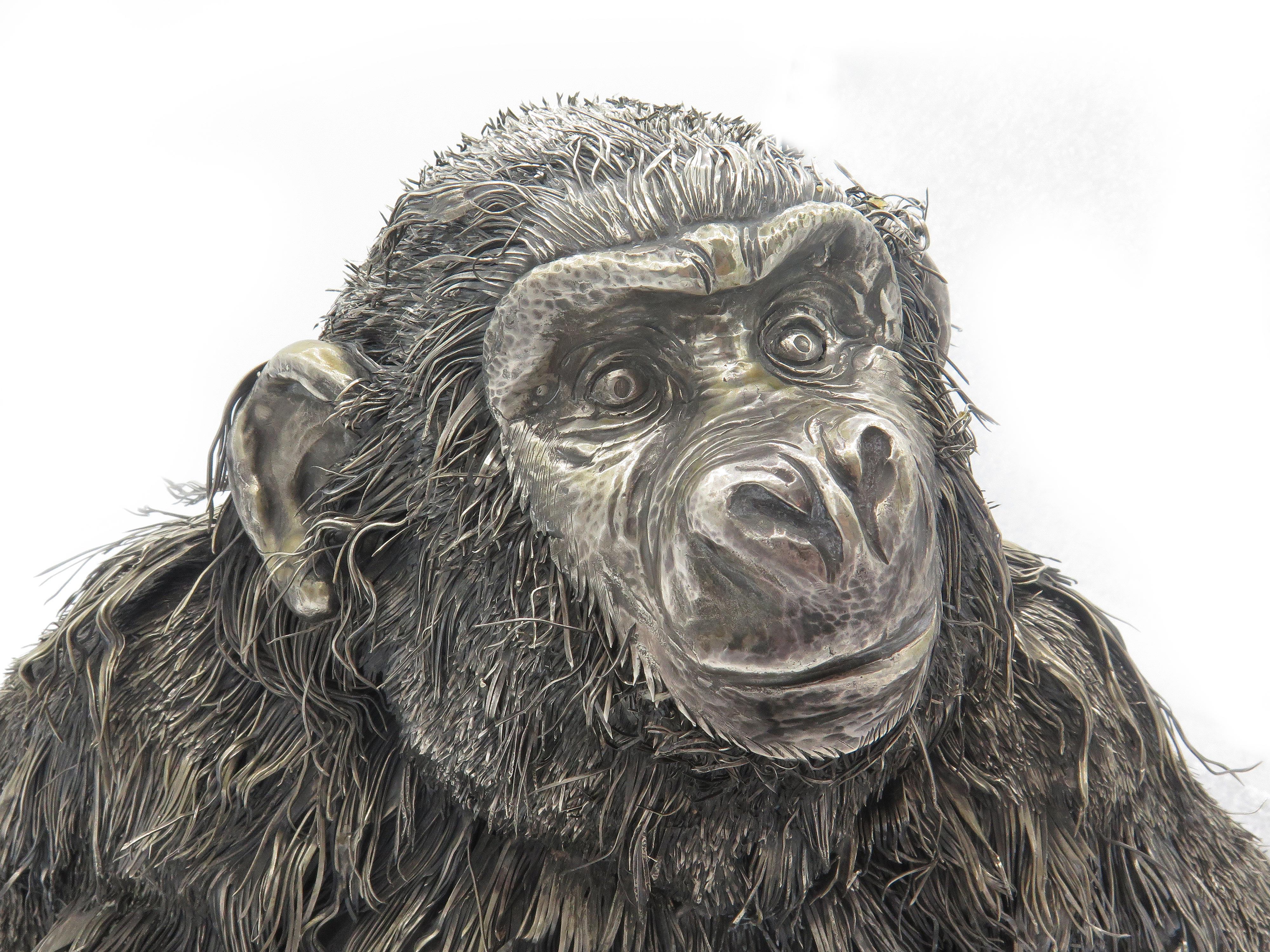 Mario Buccellati Exceptional Italian Silver Monkey In Excellent Condition For Sale In West Palm Beach, FL