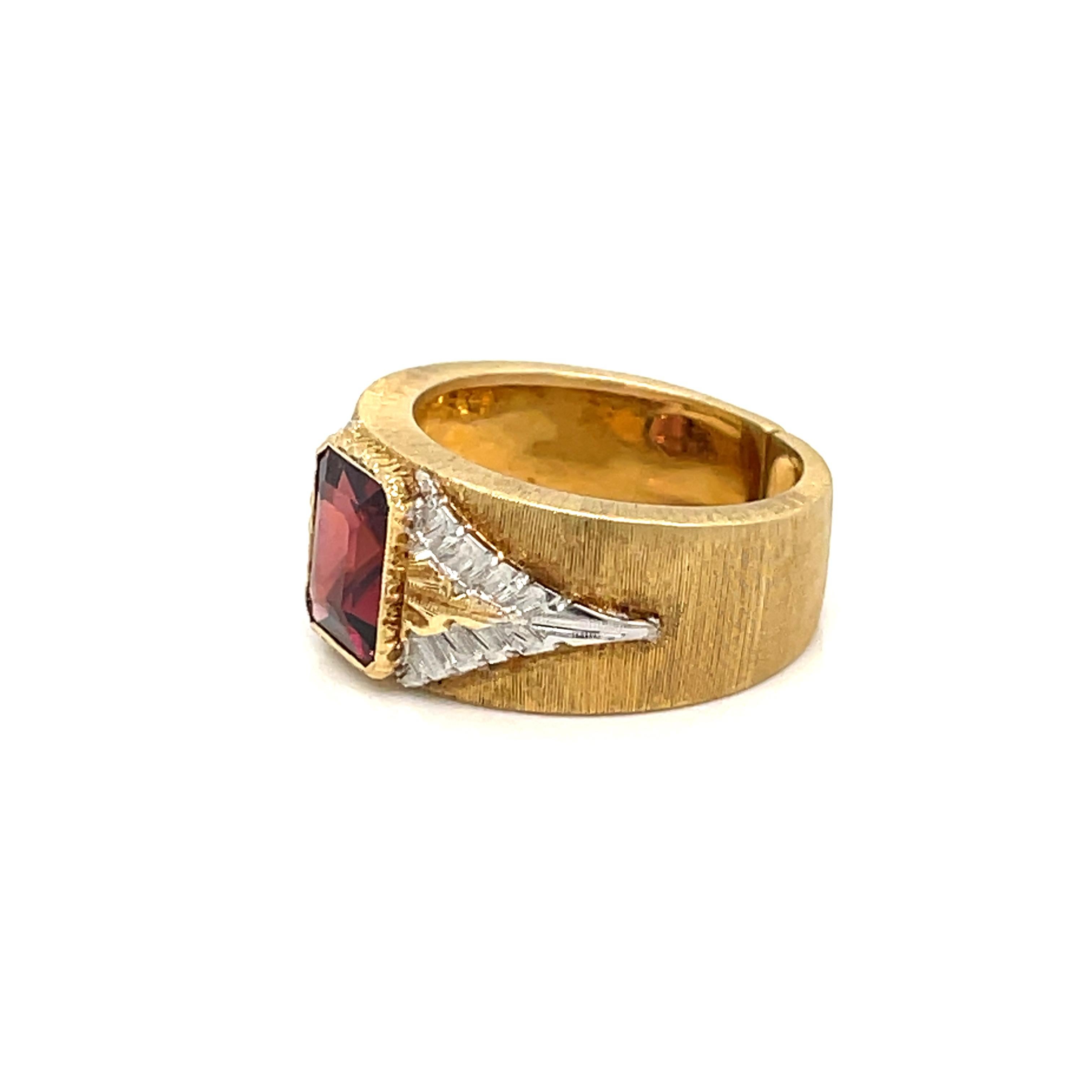 Emerald Cut Mario Buccellati Garnet Gold Band Ring