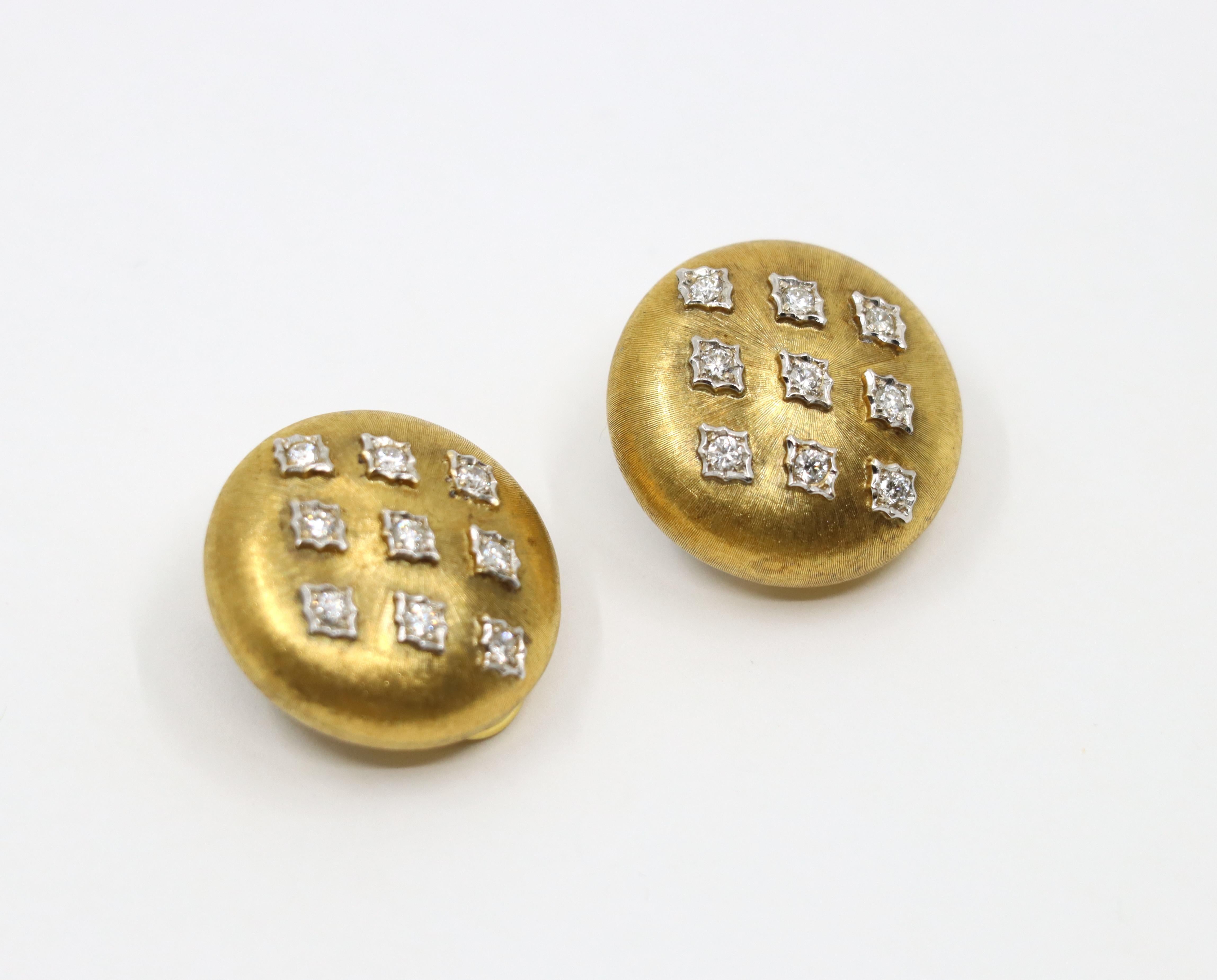 Mario Buccellati Geminato 18K Gold Diamond Earrings In Good Condition In Flushing, NY