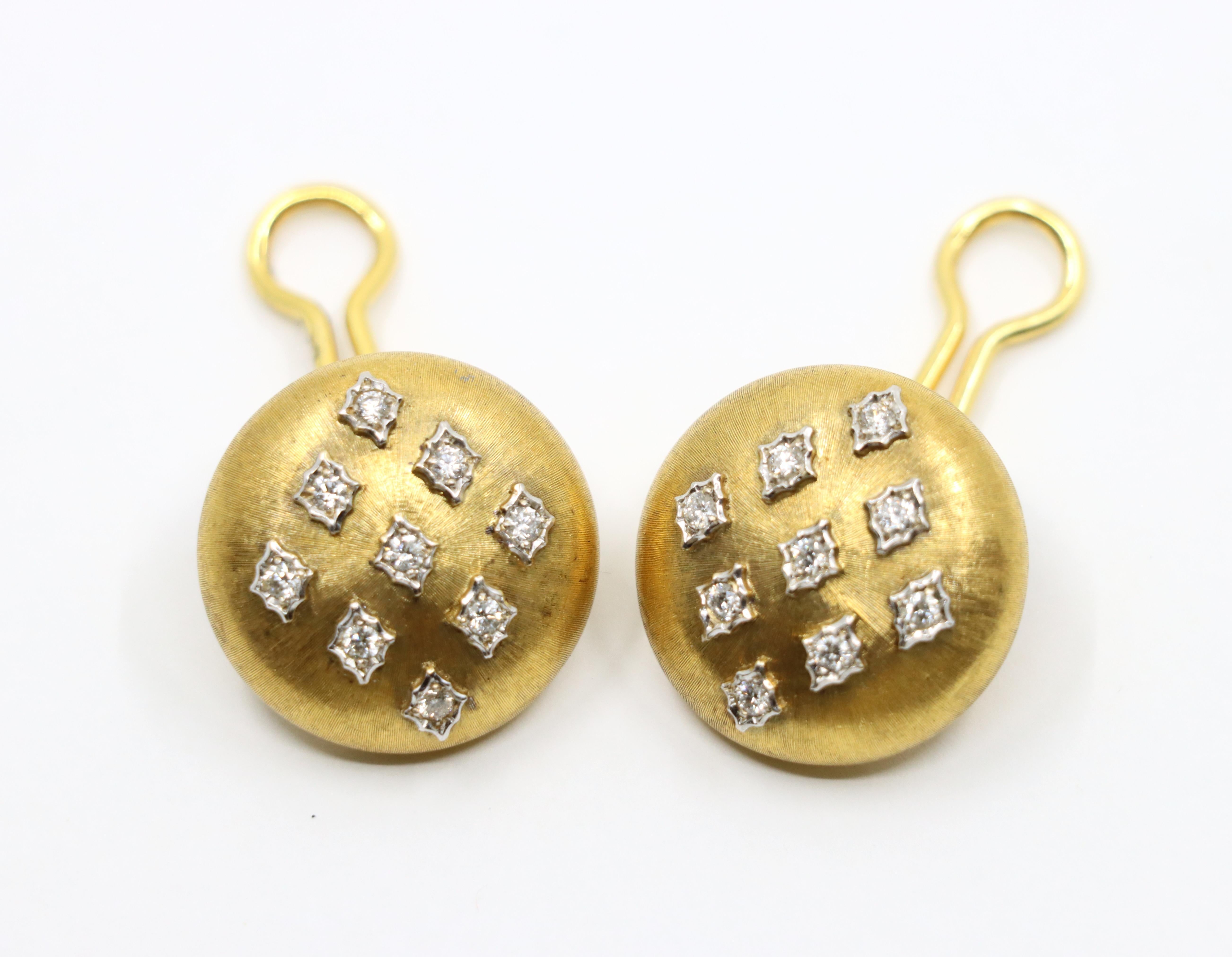 Women's or Men's Mario Buccellati Geminato 18K Gold Diamond Earrings