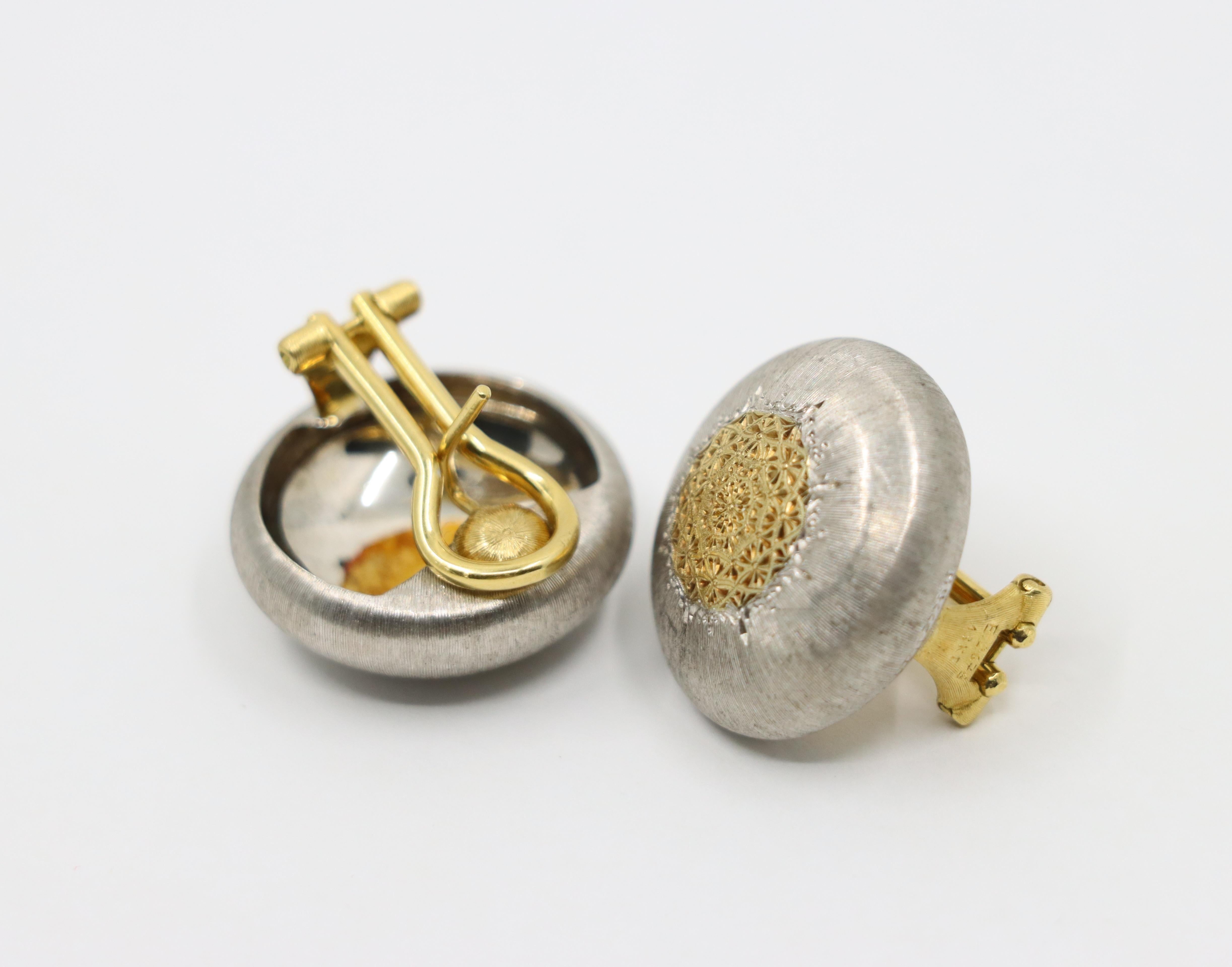 Pendientes Mario Buccellati Geminato de oro y plata de 18 quilates en venta 7