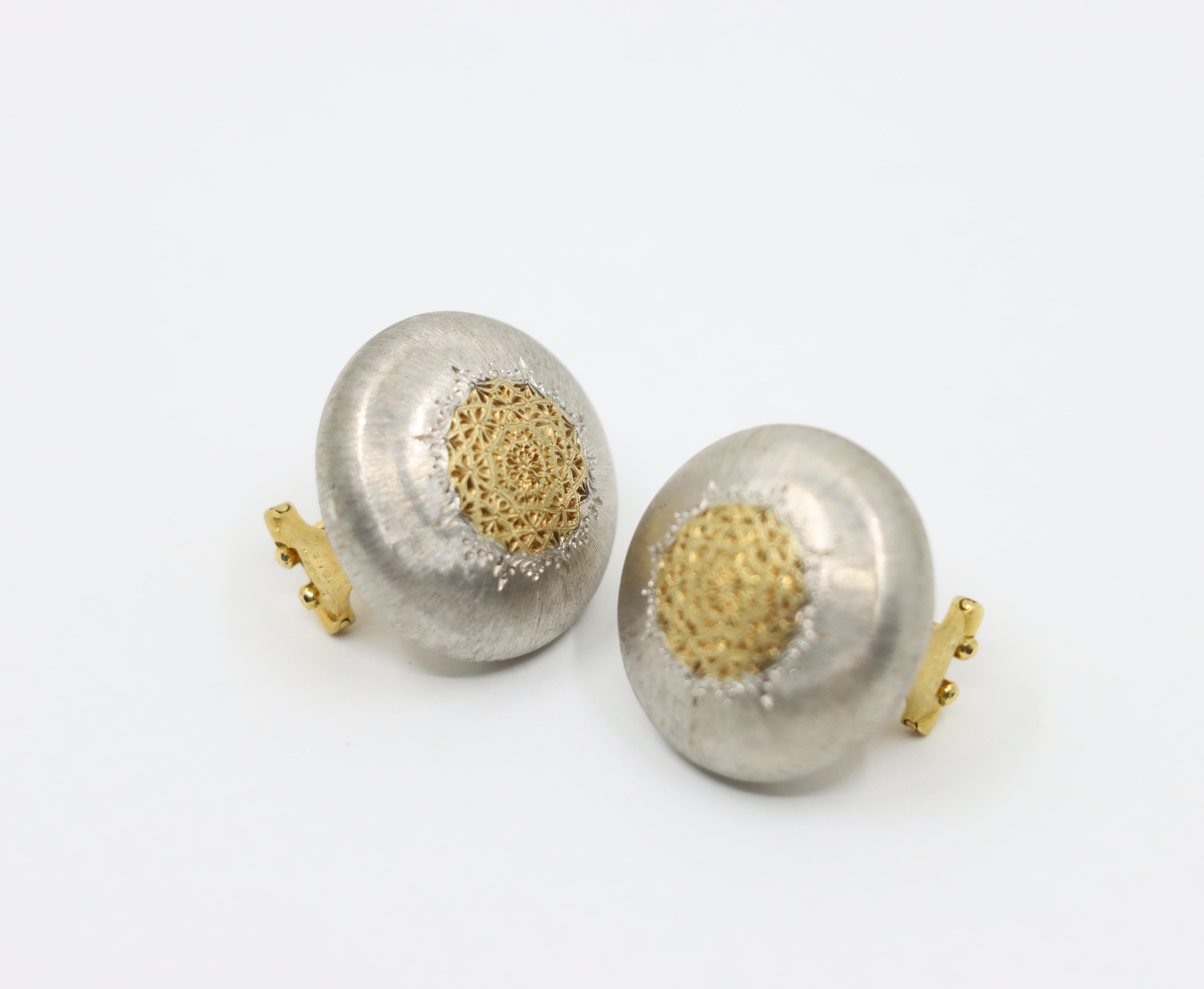 Pendientes Mario Buccellati Geminato de oro y plata de 18 quilates en venta 8