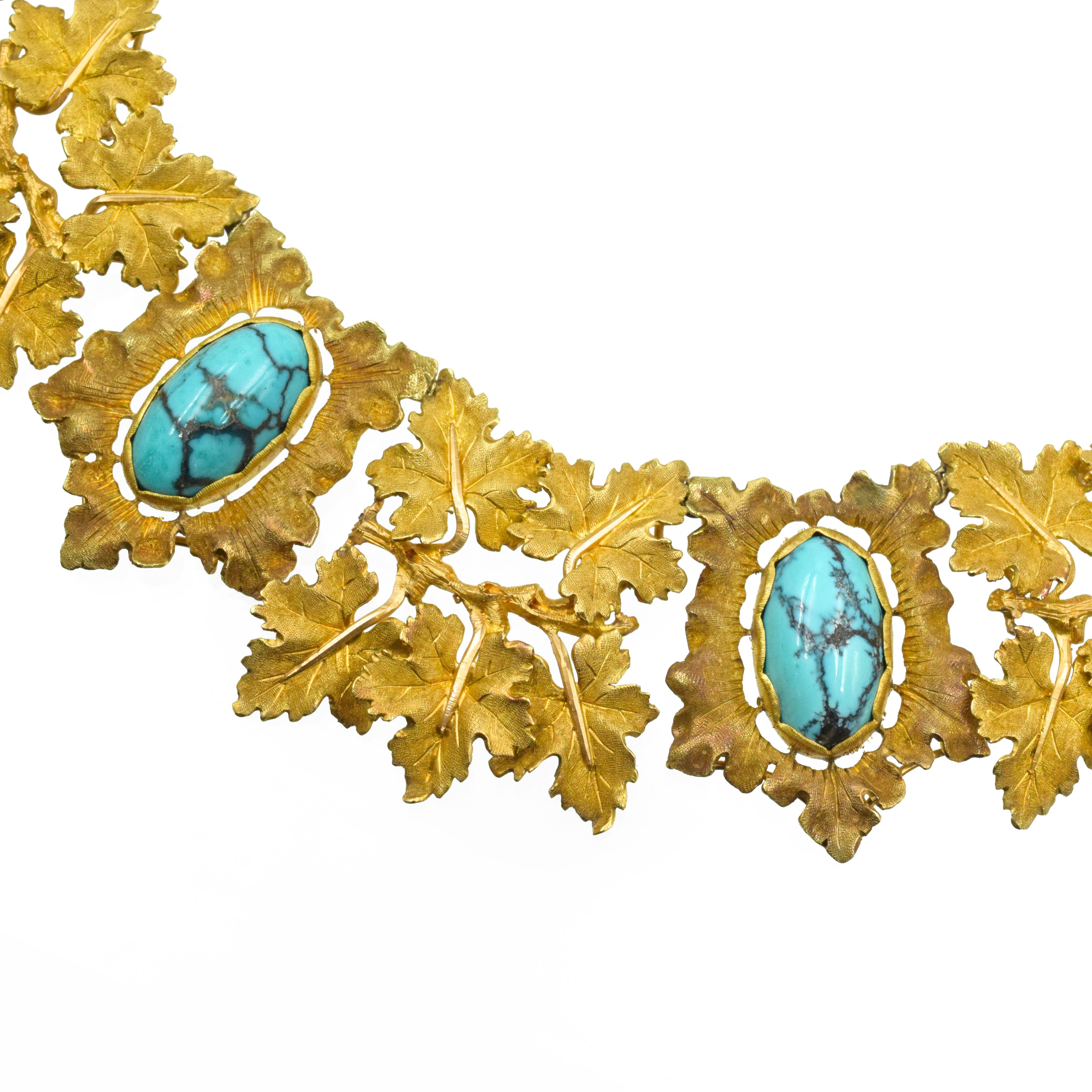 Artist Mario Buccellati Gold and Turquoise Necklace