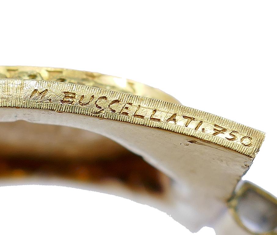 Mario Buccellati Gold Coin Bracelet Carved Jade Vintage Bangle Estate Jewelry en vente 3