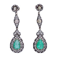 Antique Mario Buccellati Gold Diamond Emerald Earrings