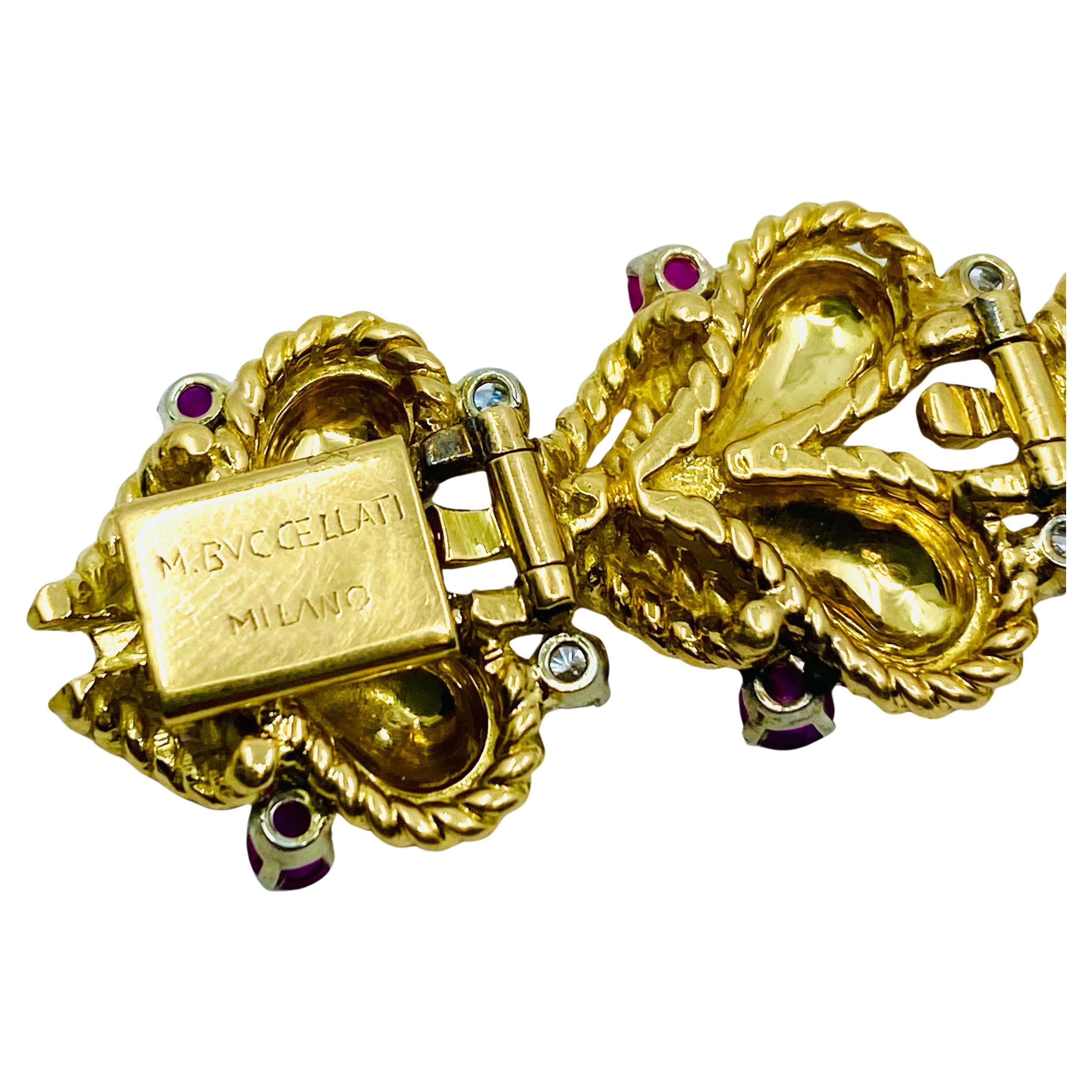 Mario Buccellati Gold Heart Design Bracelet with Gemstones For Sale 6