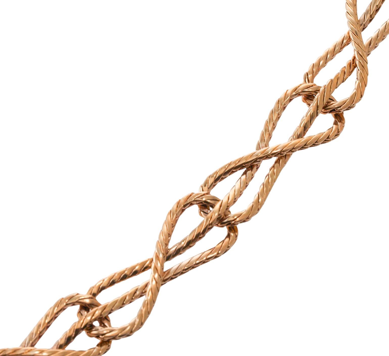 Mario Buccellati Gold Interlocked Link Long Necklace For Sale 1