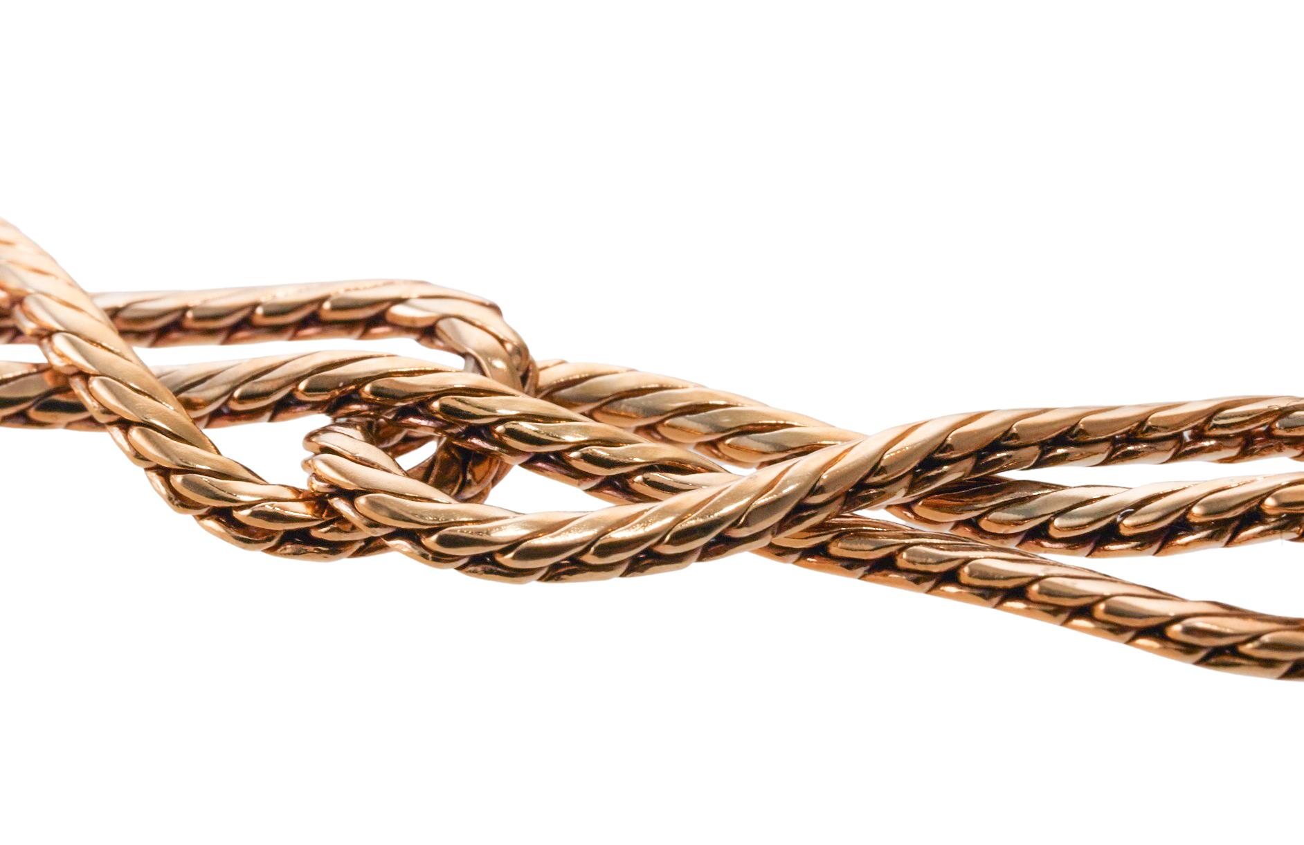 Mario Buccellati Gold Interlocked Link Long Necklace For Sale 4