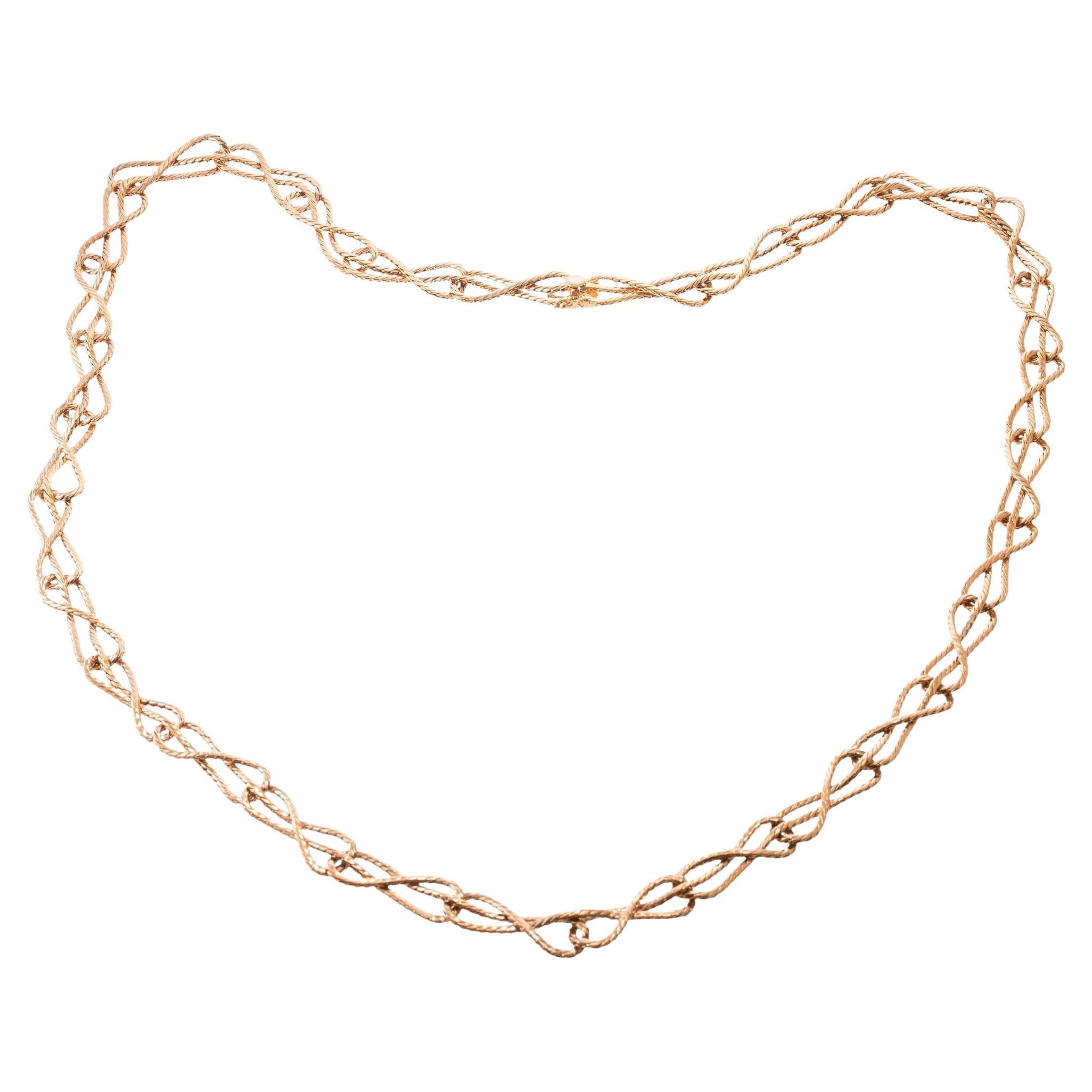 Mario Buccellati Gold Interlocked Link Long Necklace For Sale