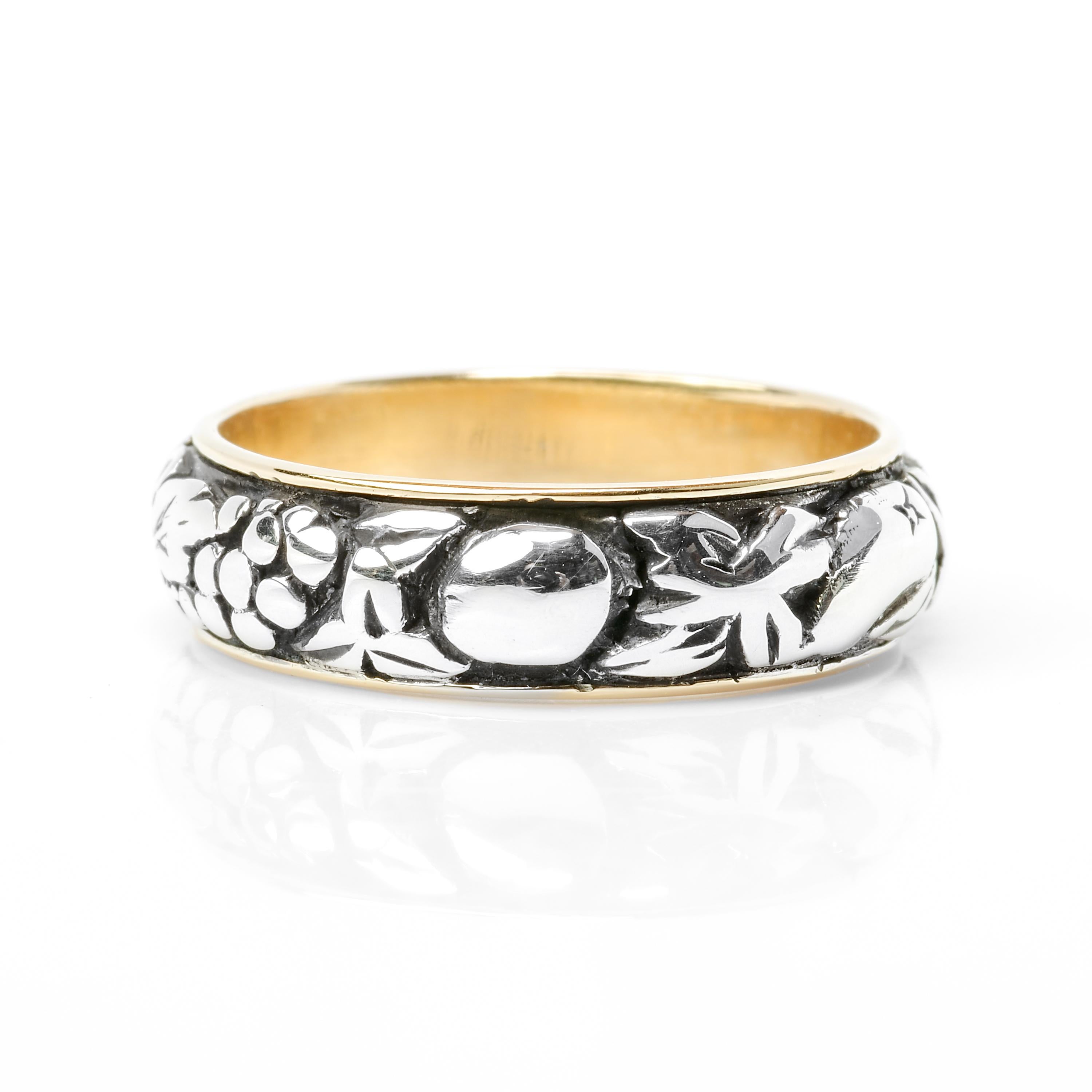 A rare, distinctive, and magnificent wedding band created by the founder of one of the world's most iconic and prestigious jewelry houses: Mario Buccellati. Buccellati jewels are known for their extraordinary metalwork, made famous by techniques