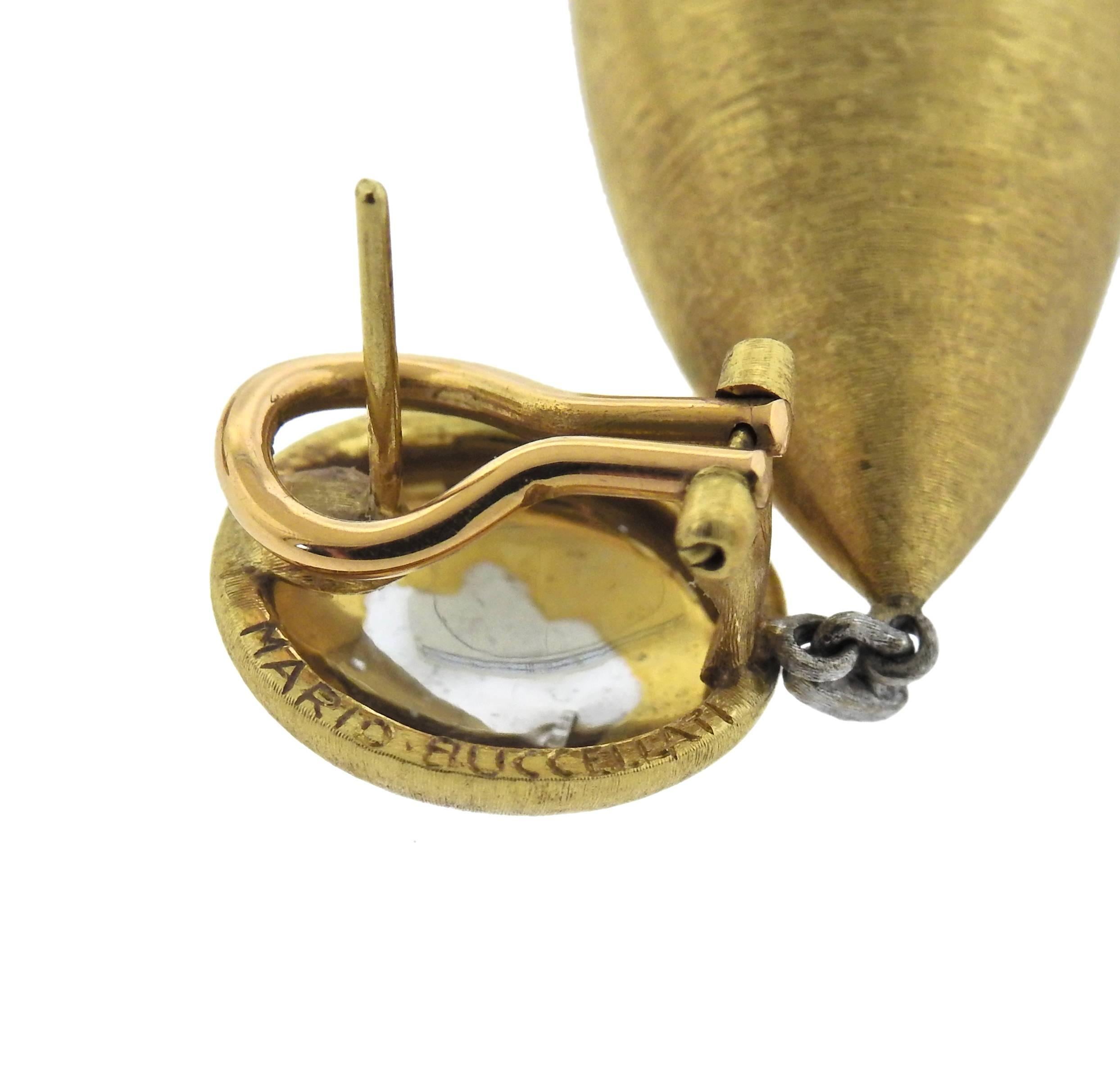 Women's or Men's Mario Buccellati Gold Teardrop Geminato Earrings