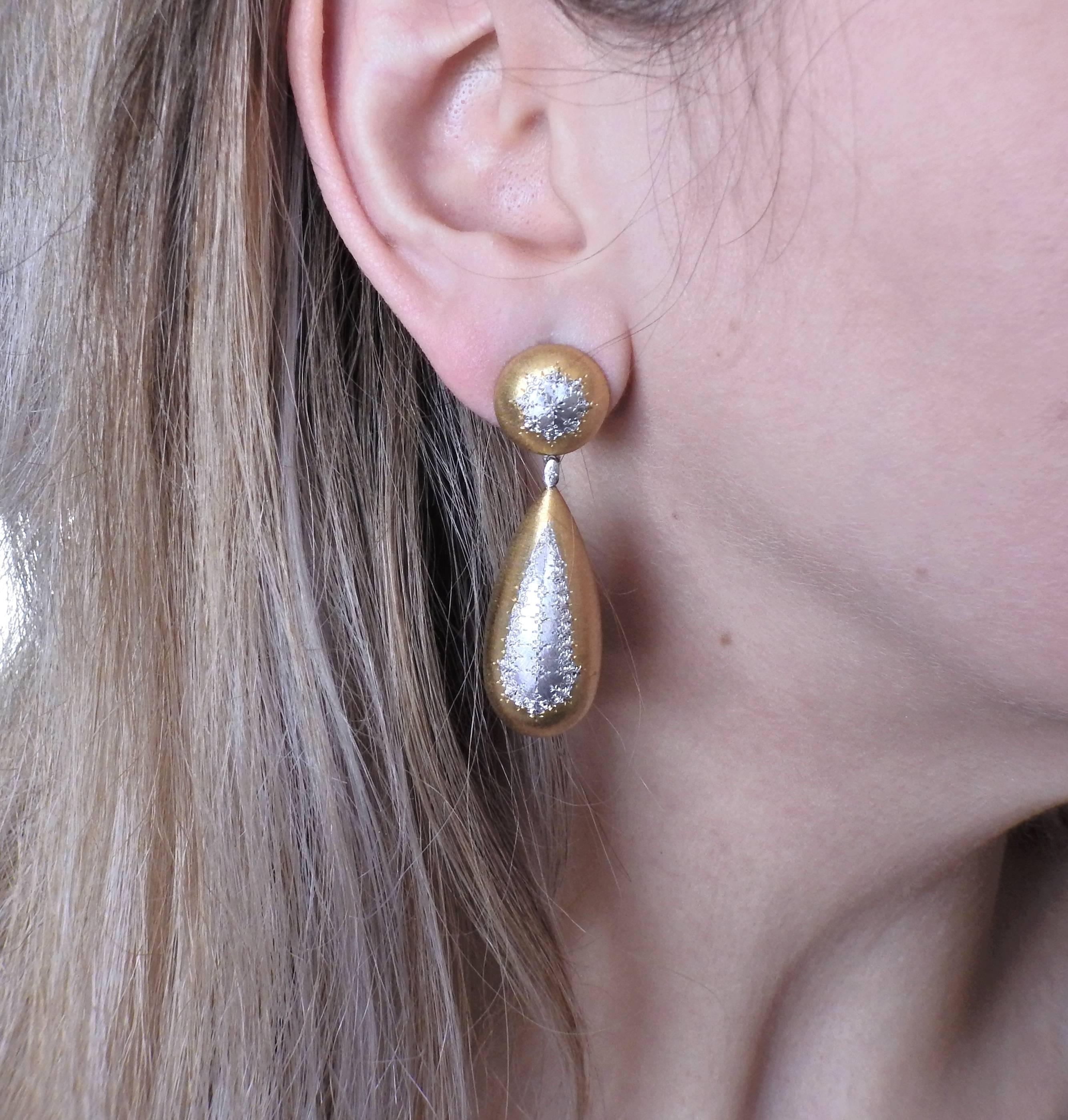 Mario Buccellati Gold Teardrop Geminato Earrings 1