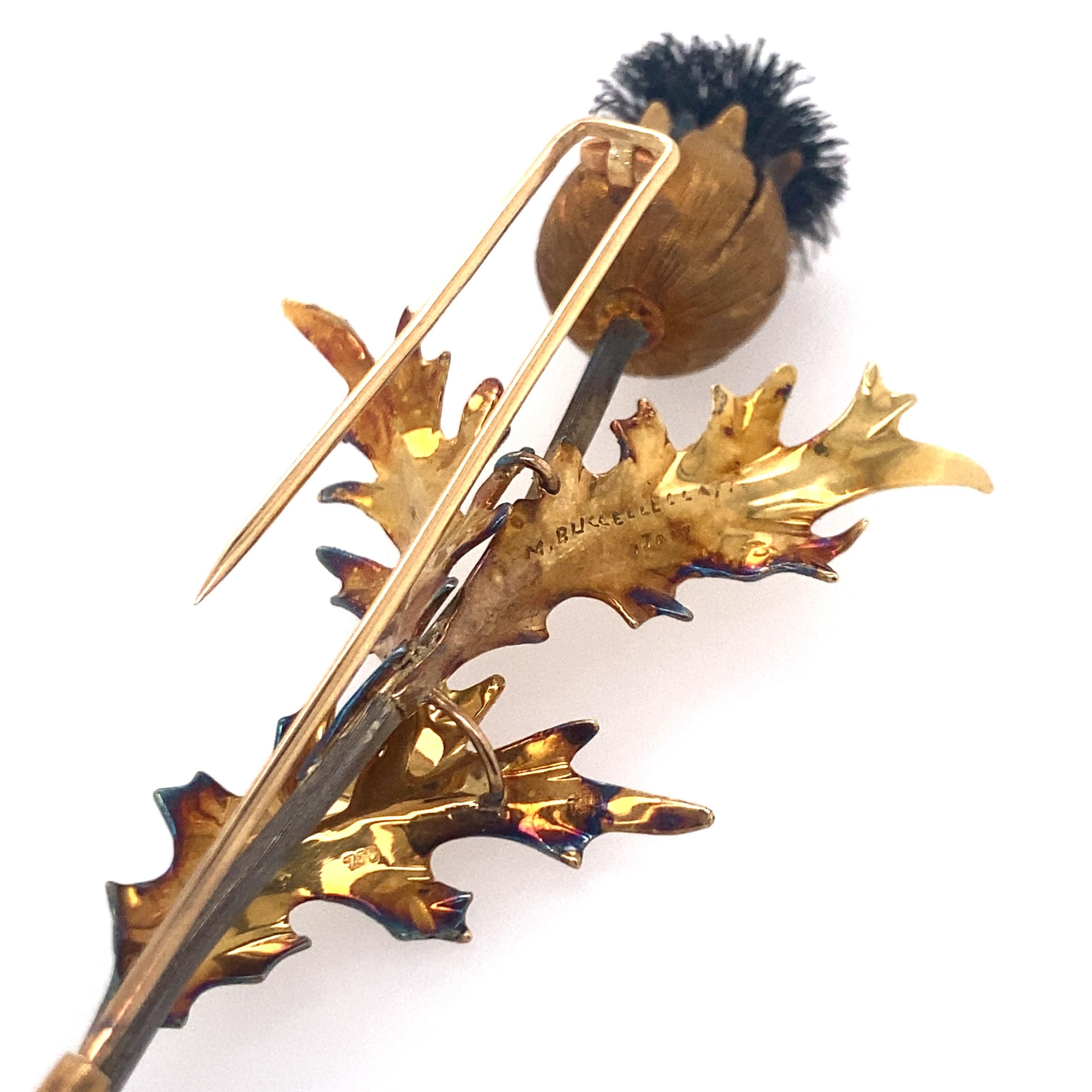 Mario Buccellati Gold Thistle Brooch In Good Condition In New York, NY