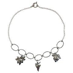 Mario Buccellati Grape Leaf Silver Pendant Necklace