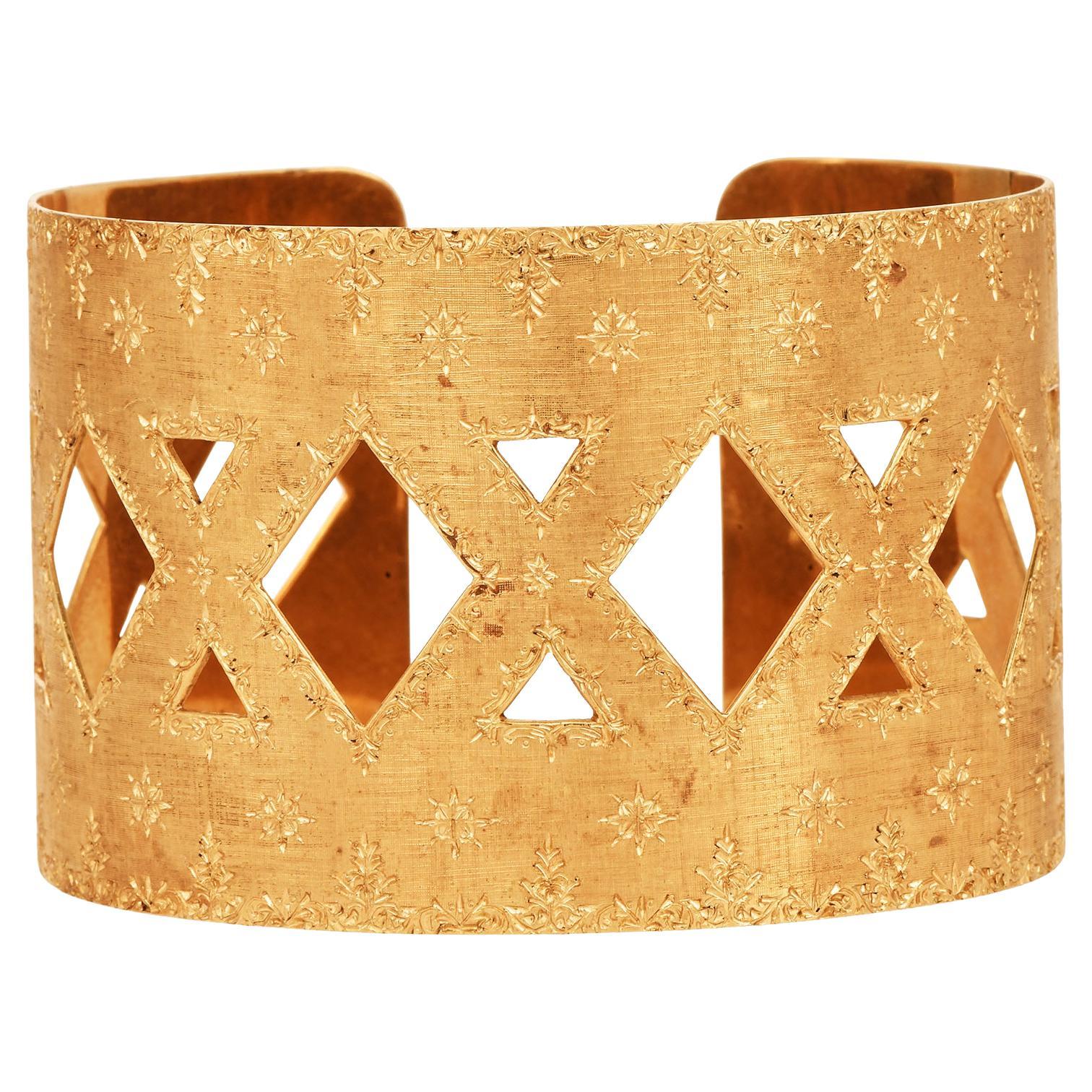 Mario Buccellati Bracciale aperto in oro giallo 18K inciso a mano
