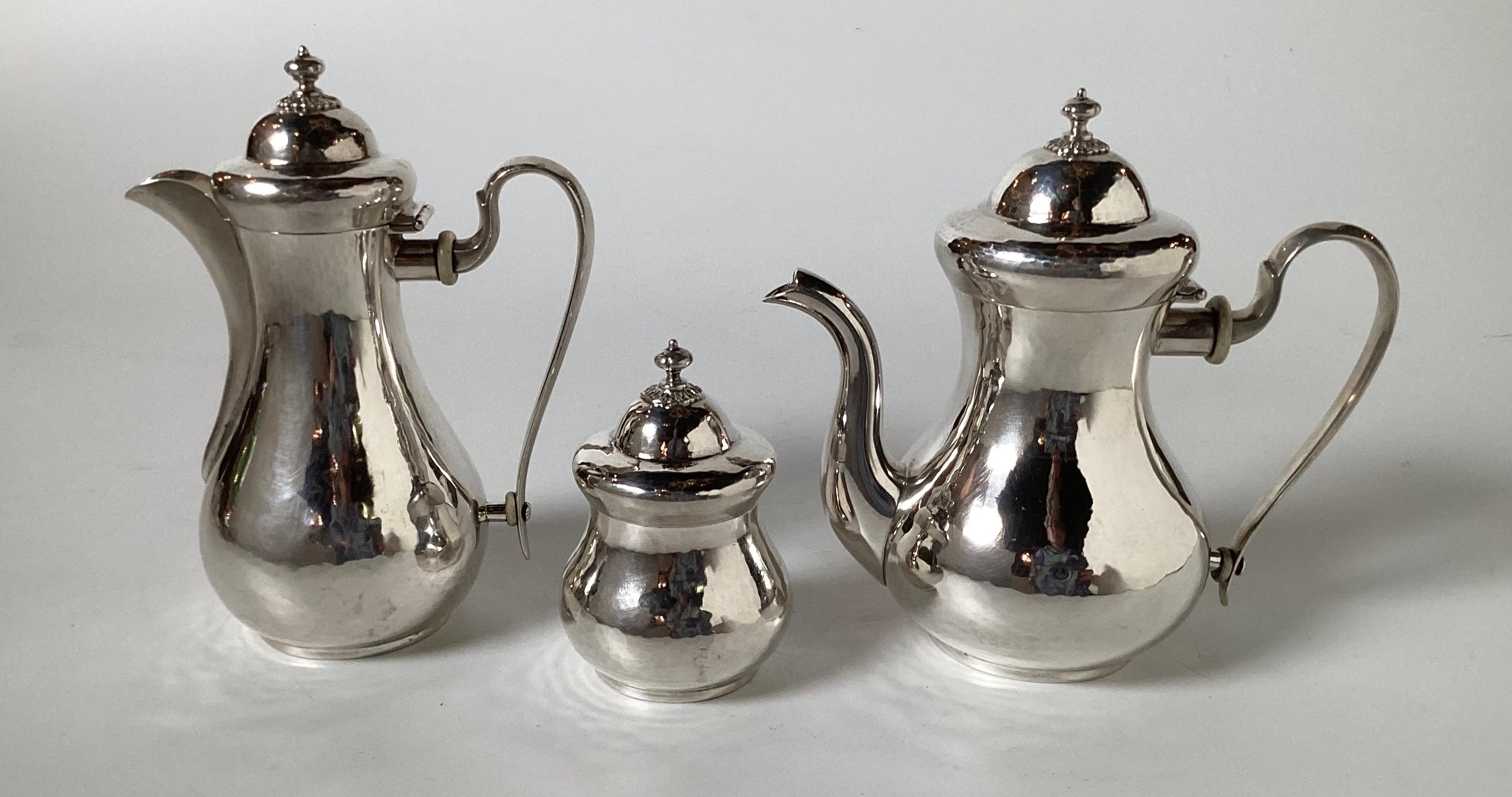 silver tea and coffee set with tray