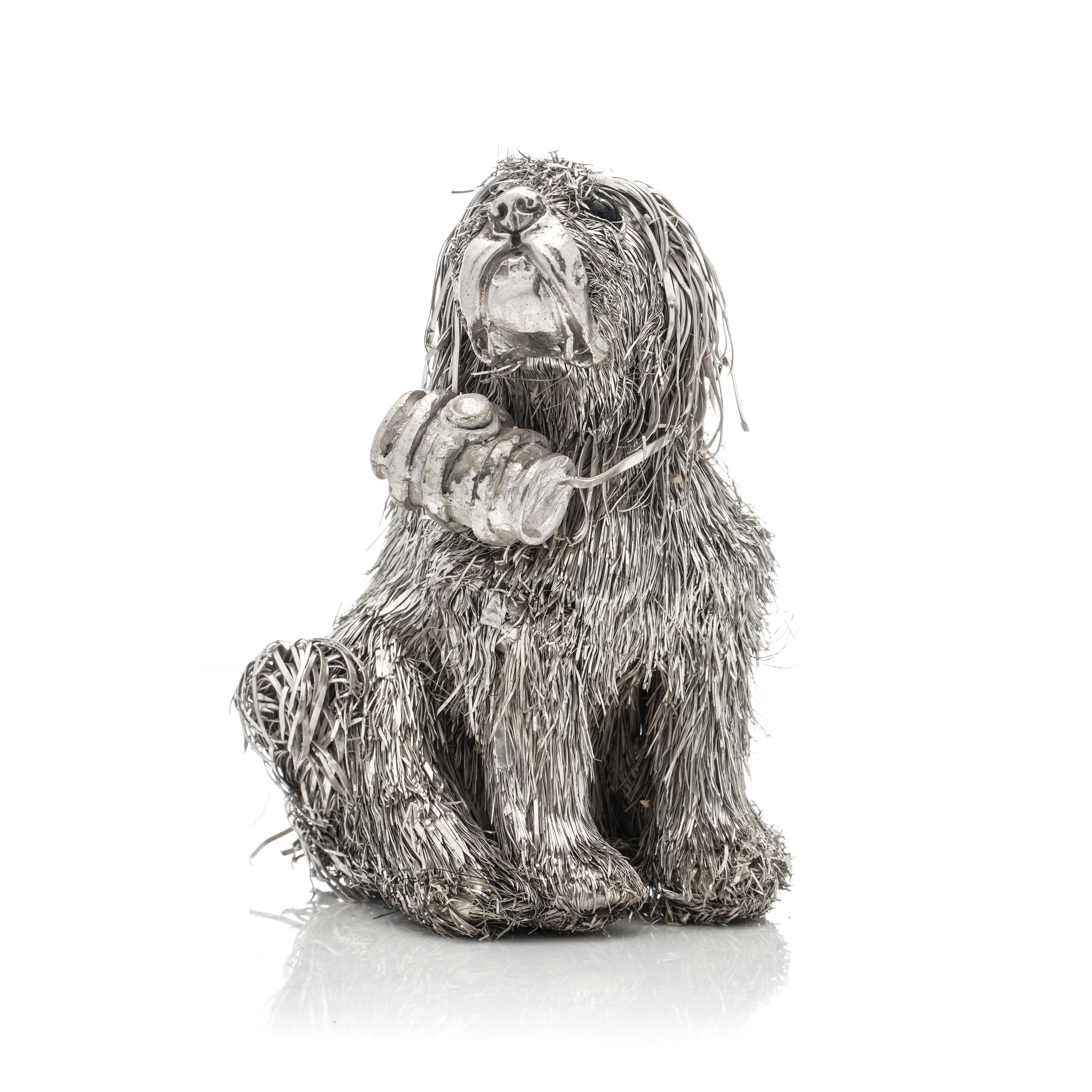 Mario Buccellati figurine italienne chien Saint Bernard en argent sterling 925  Excellent état - En vente à Braintree, GB