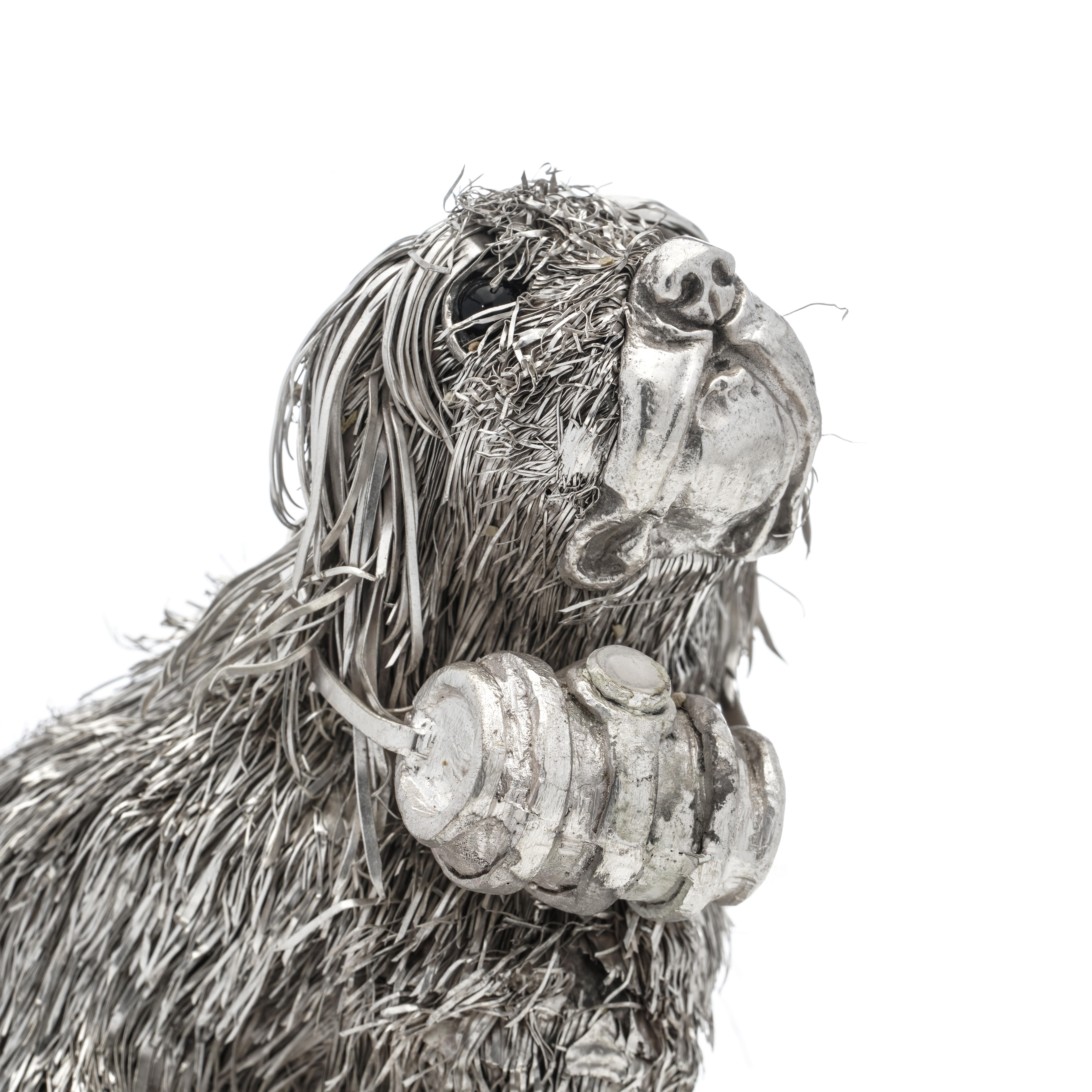 Milieu du XXe siècle Mario Buccellati figurine italienne chien Saint Bernard en argent sterling 925 en vente