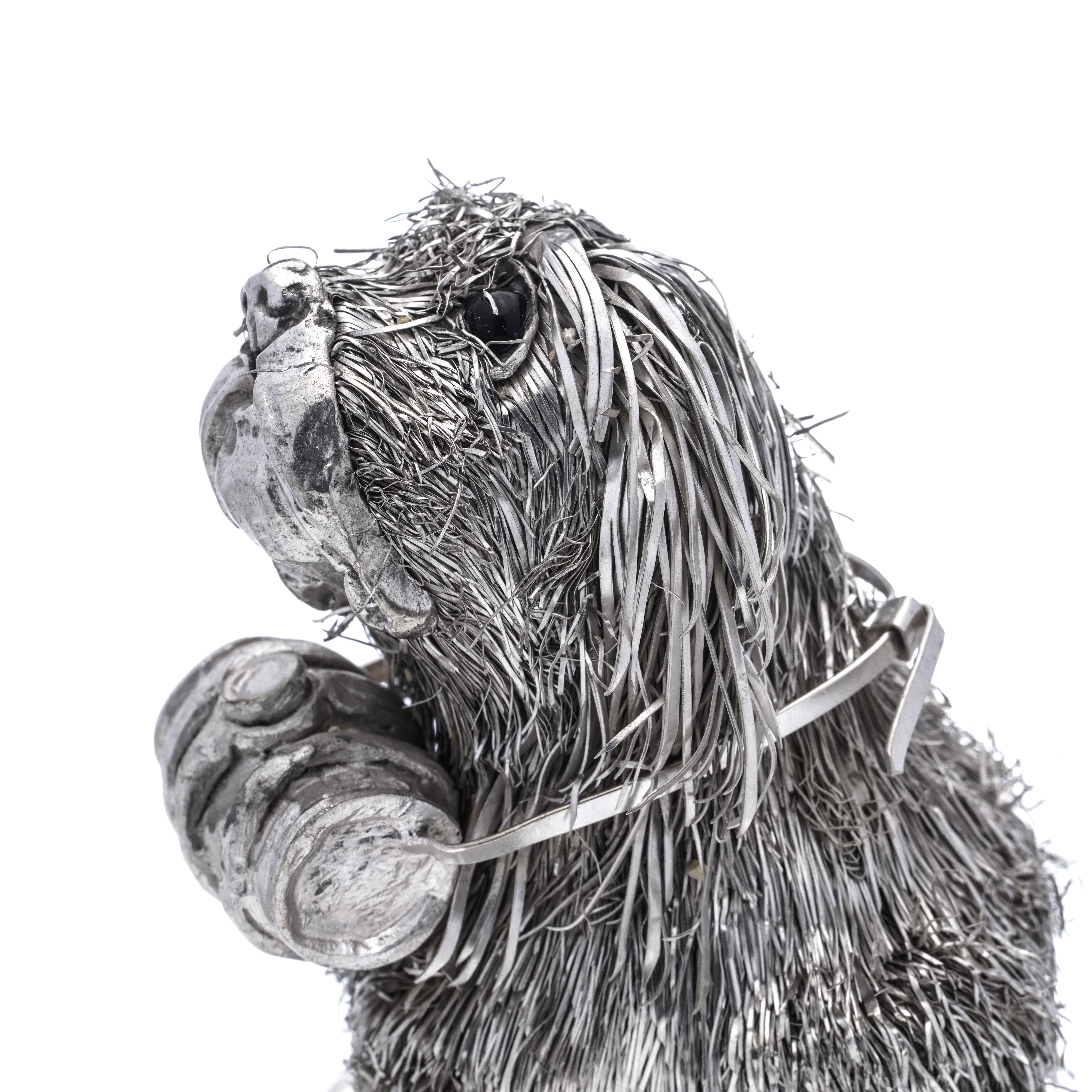 Mario Buccellati Italienische Hundefigur aus 925er Sterlingsilber im St. Bernard-Stil  im Angebot 1