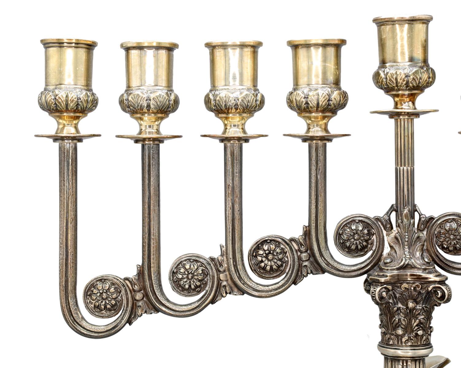 Mario Buccellati, Italian Mid-Century Sterling Silver Hanukkah Menorah, ca. 1950 For Sale 4