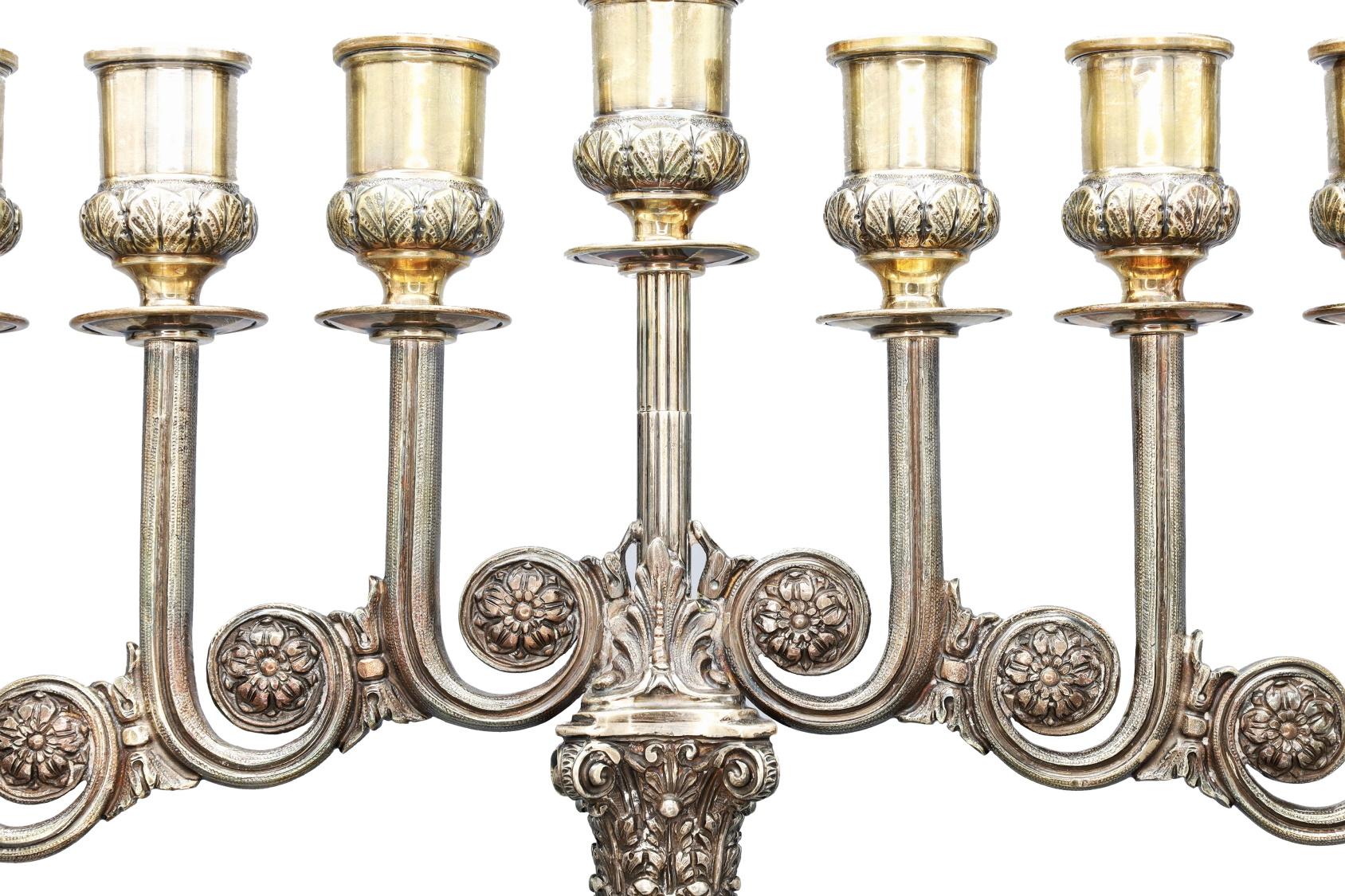 Classical Greek Mario Buccellati, Italian Mid-Century Sterling Silver Hanukkah Menorah, ca. 1950 For Sale