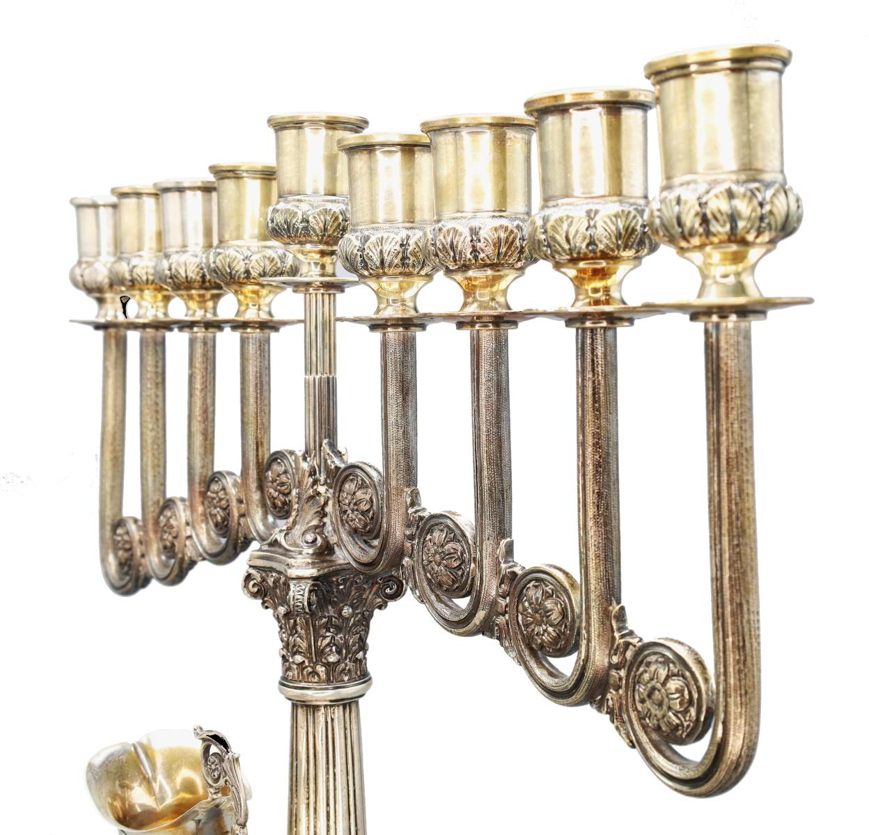 Cast Mario Buccellati, Italian Mid-Century Sterling Silver Hanukkah Menorah, ca. 1950 For Sale