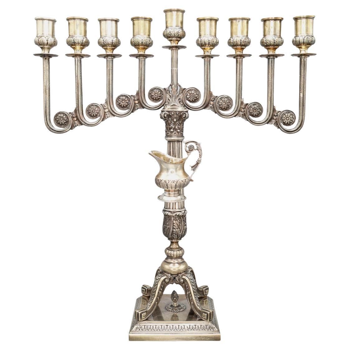 Mario Buccellati, Italian Mid-Century Sterling Silver Hanukkah Menorah, ca. 1950