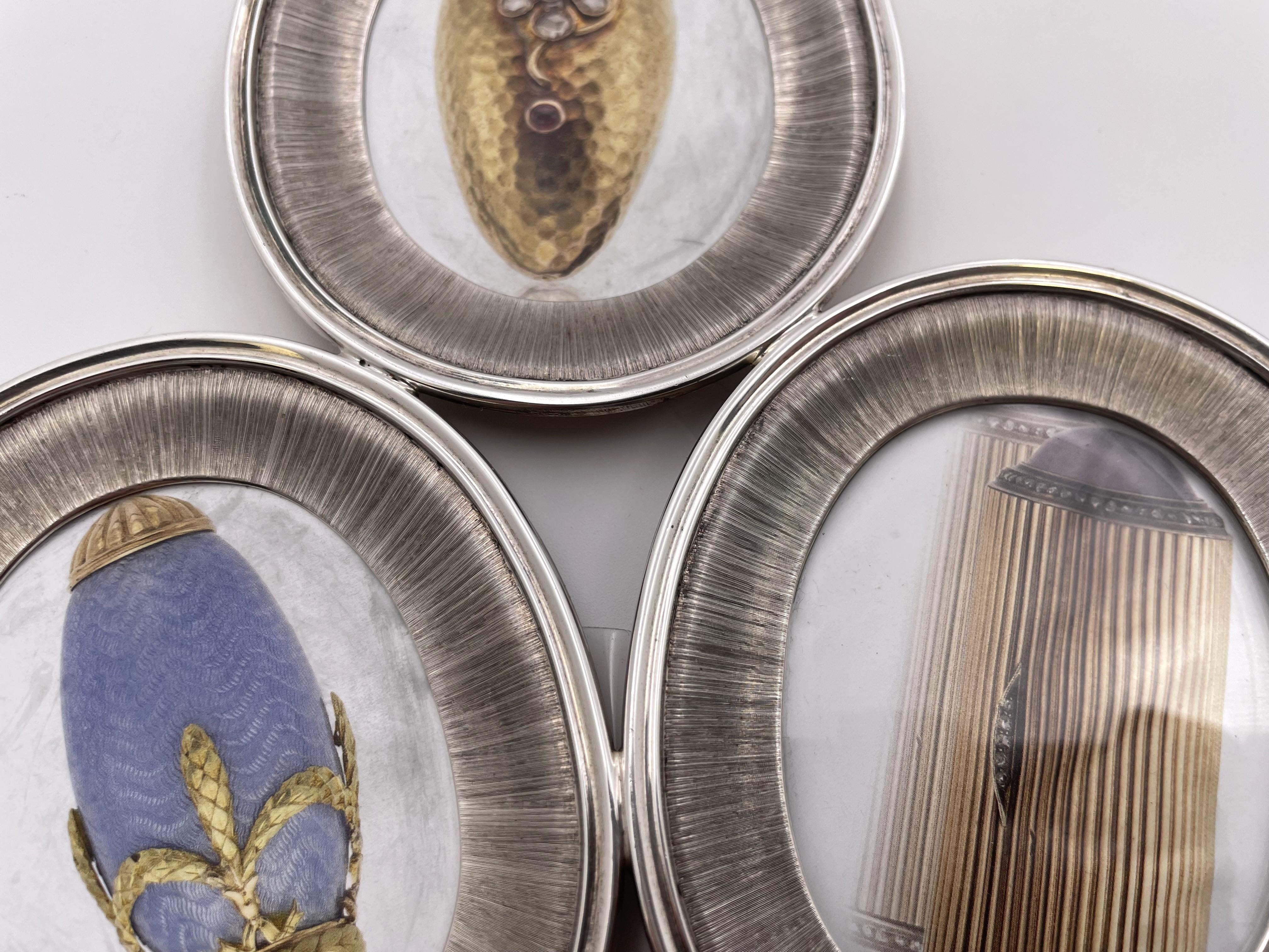 Mario Buccellati Cadre photo en argent sterling italien en 3 parties Bon état - En vente à New York, NY