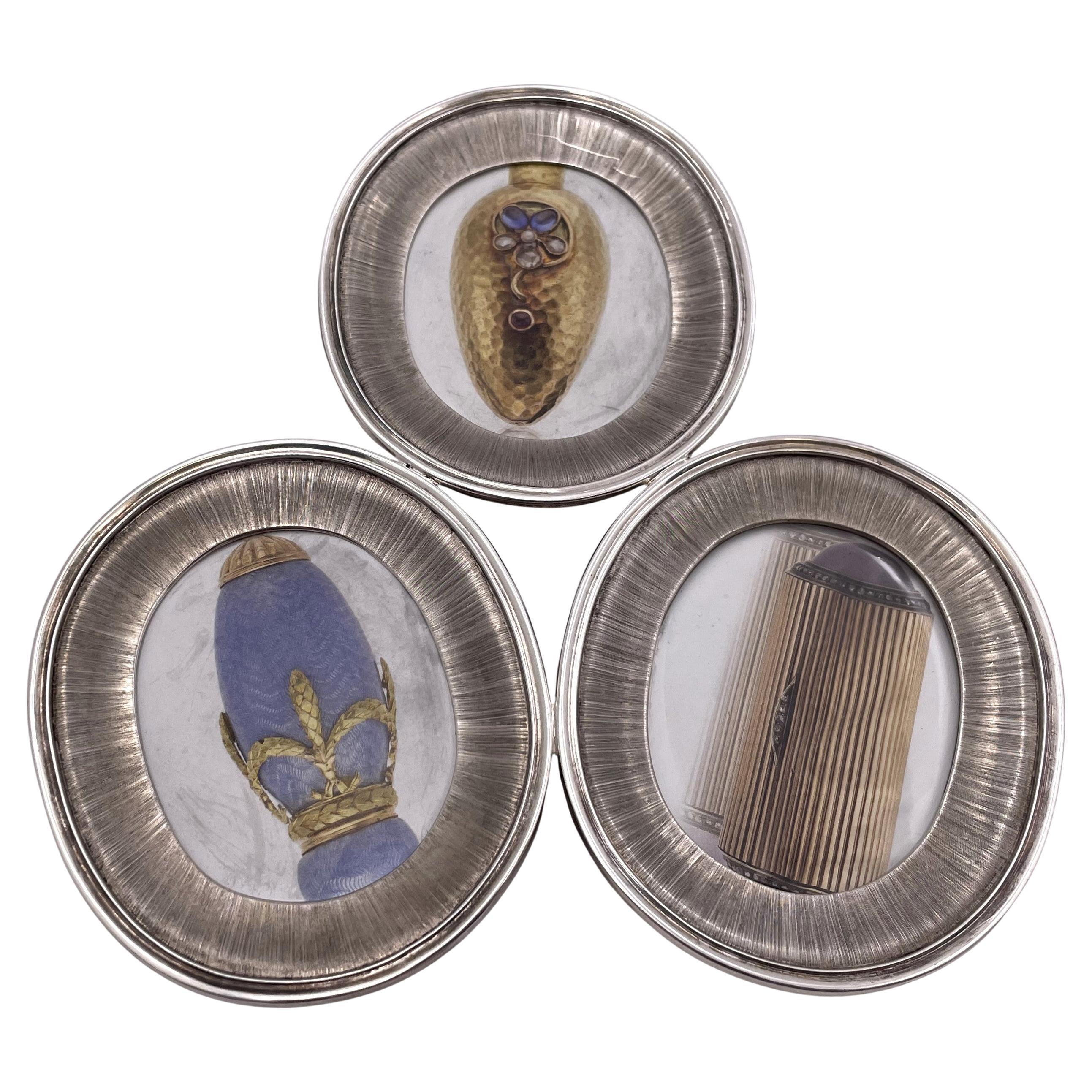 Mario Buccellati Cadre photo en argent sterling italien en 3 parties en vente