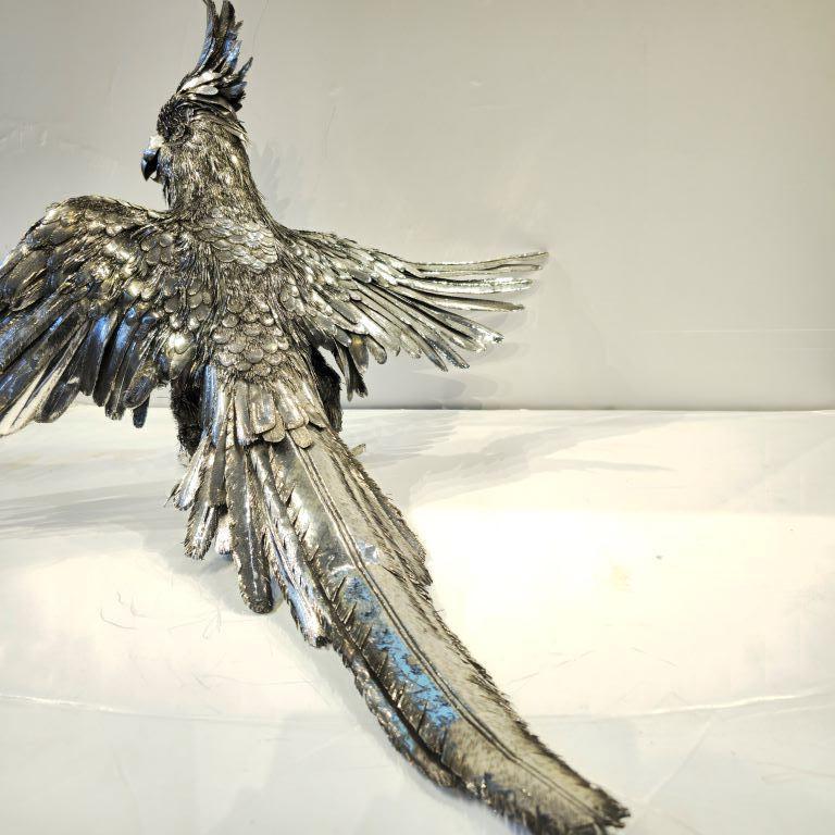 Mario Buccellati Large Size Silver Parrot  For Sale 1