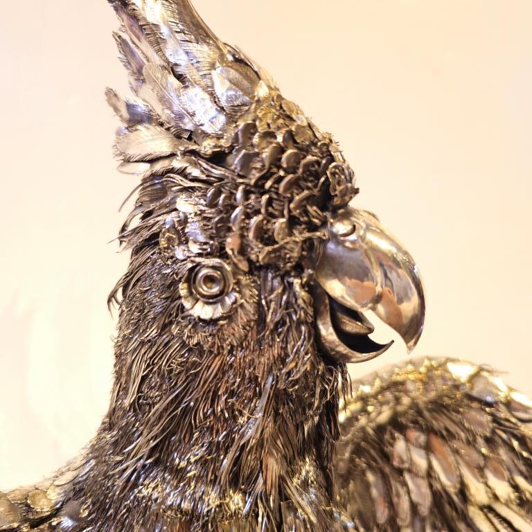 Mario Buccellati grand modèle perroquet argenté  en vente 2