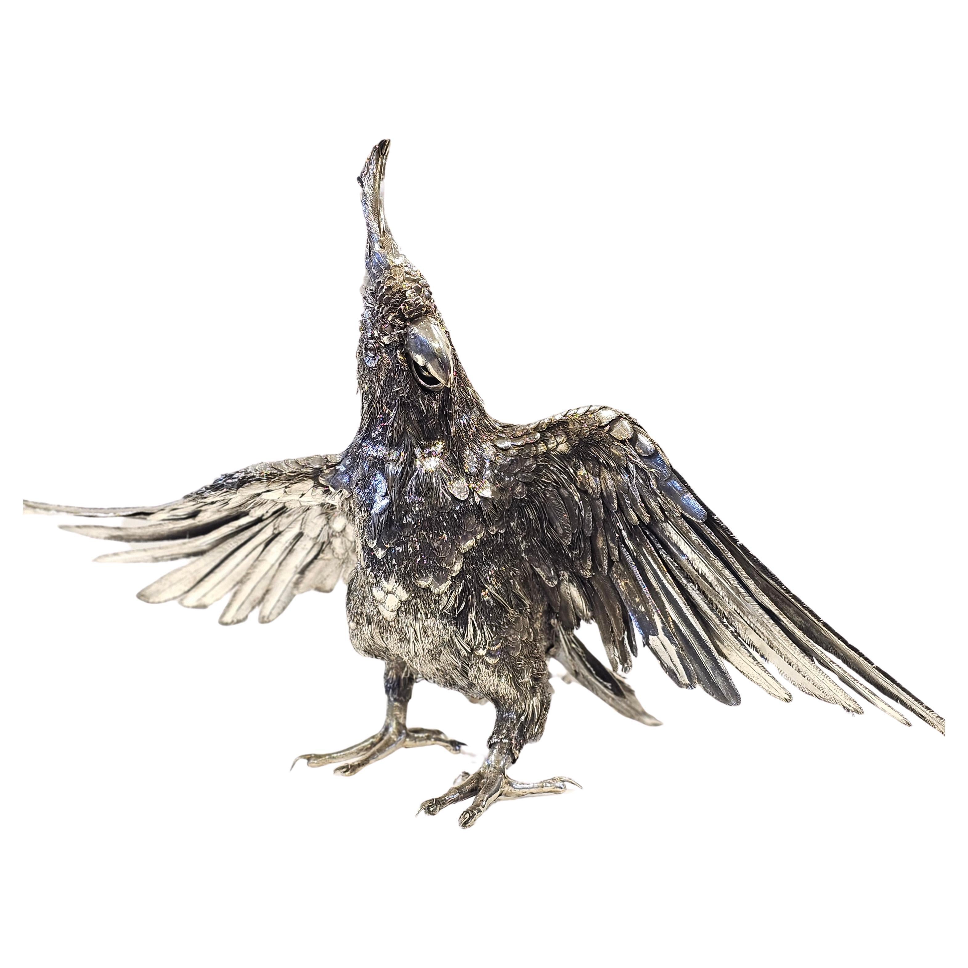 Mario Buccellati Large Size Silver Parrot  For Sale