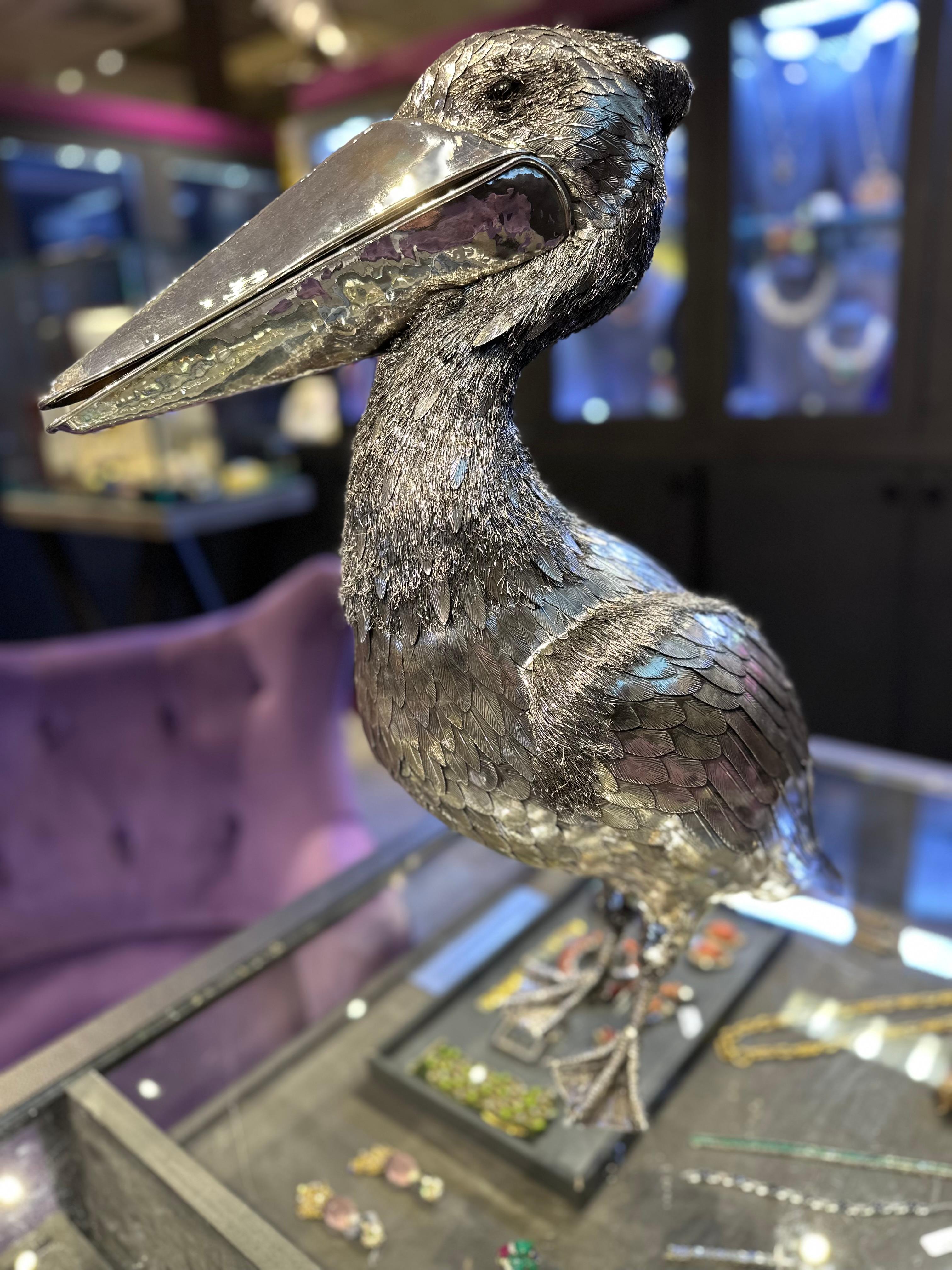 Mario Buccellati Großer Silberpelikan im Angebot 12