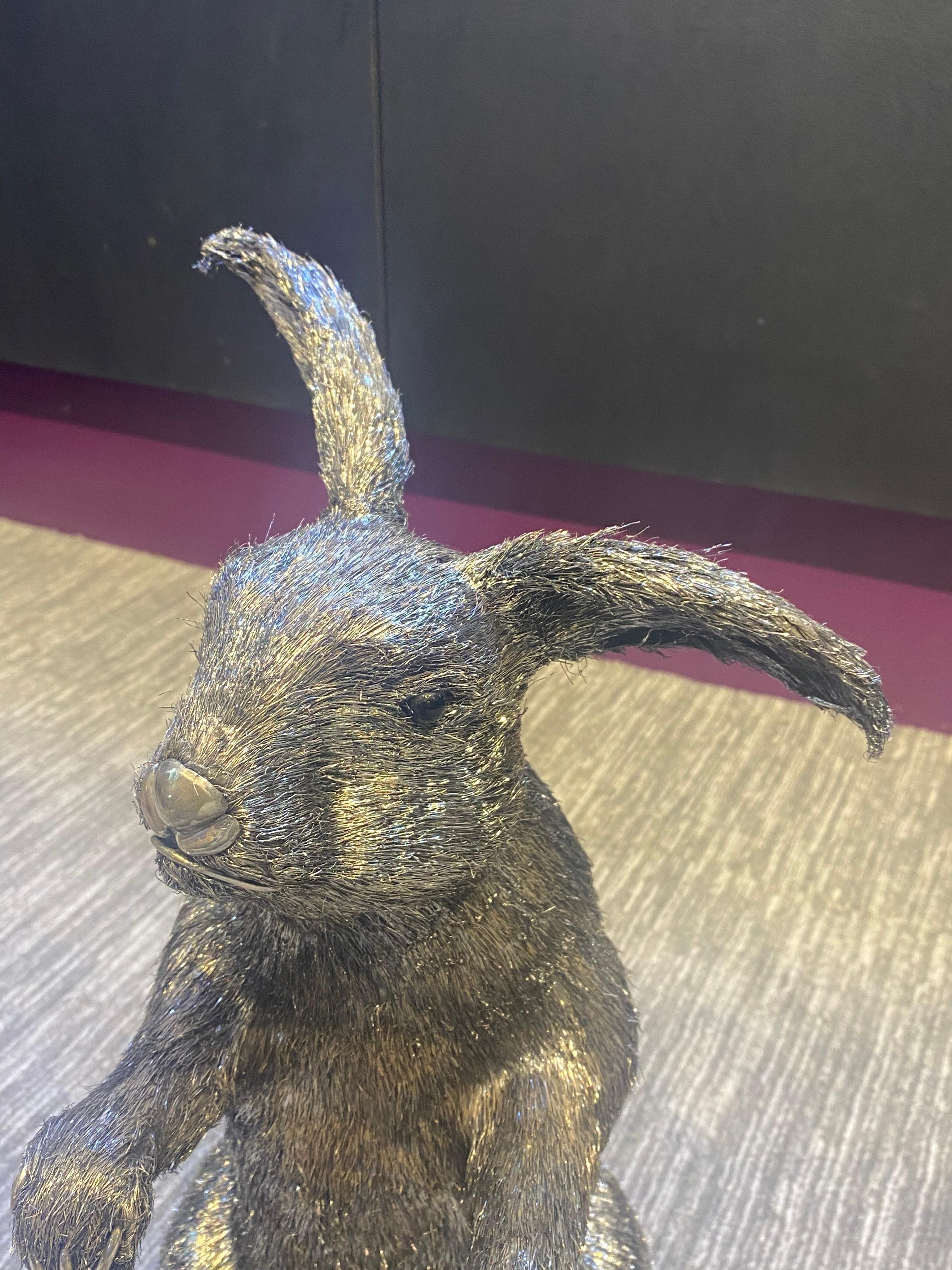 Mario Buccellati Life Size Silver Rabbit For Sale 7