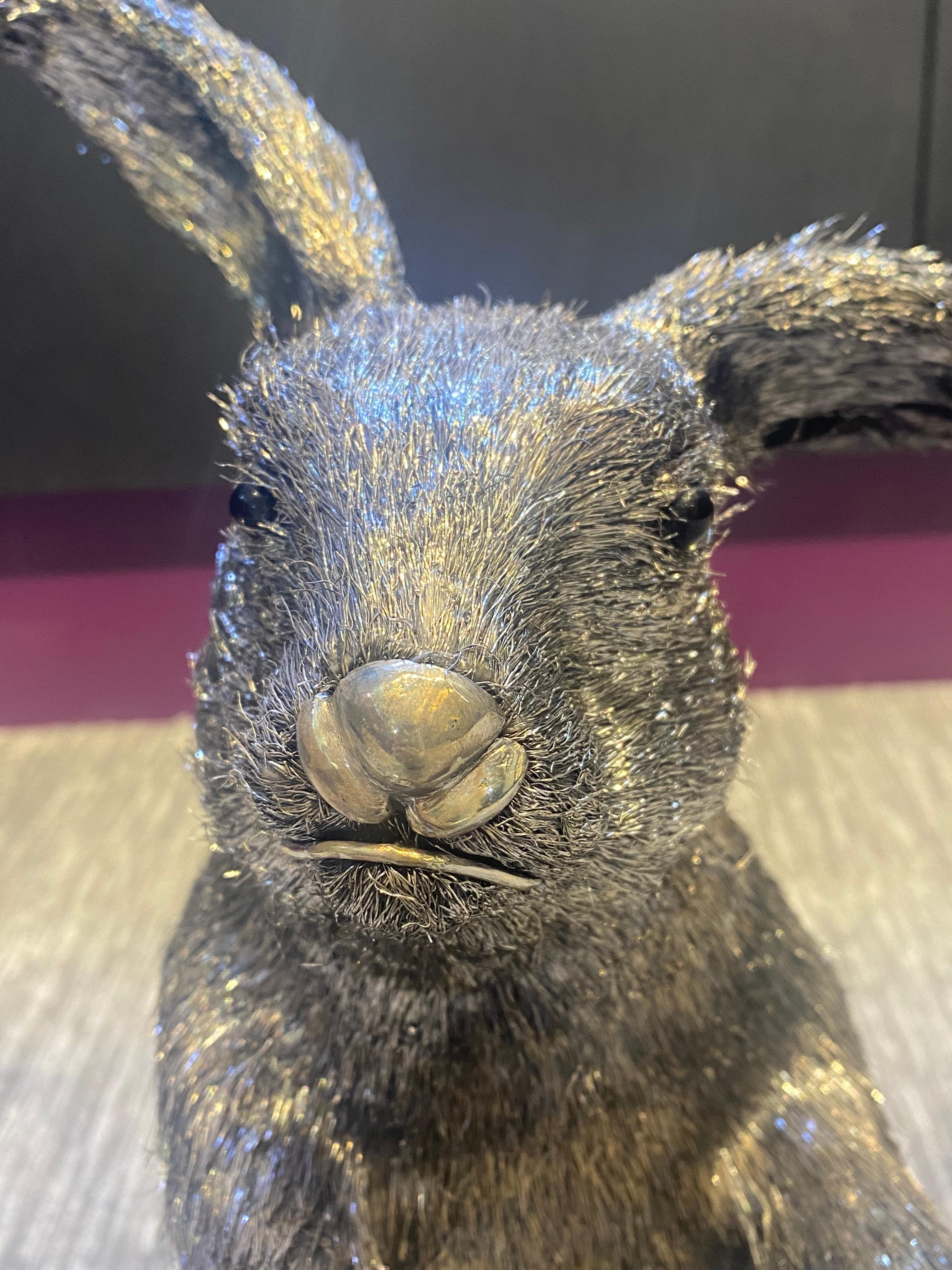 Mario Buccellati Life Size Silver Rabbit For Sale 4