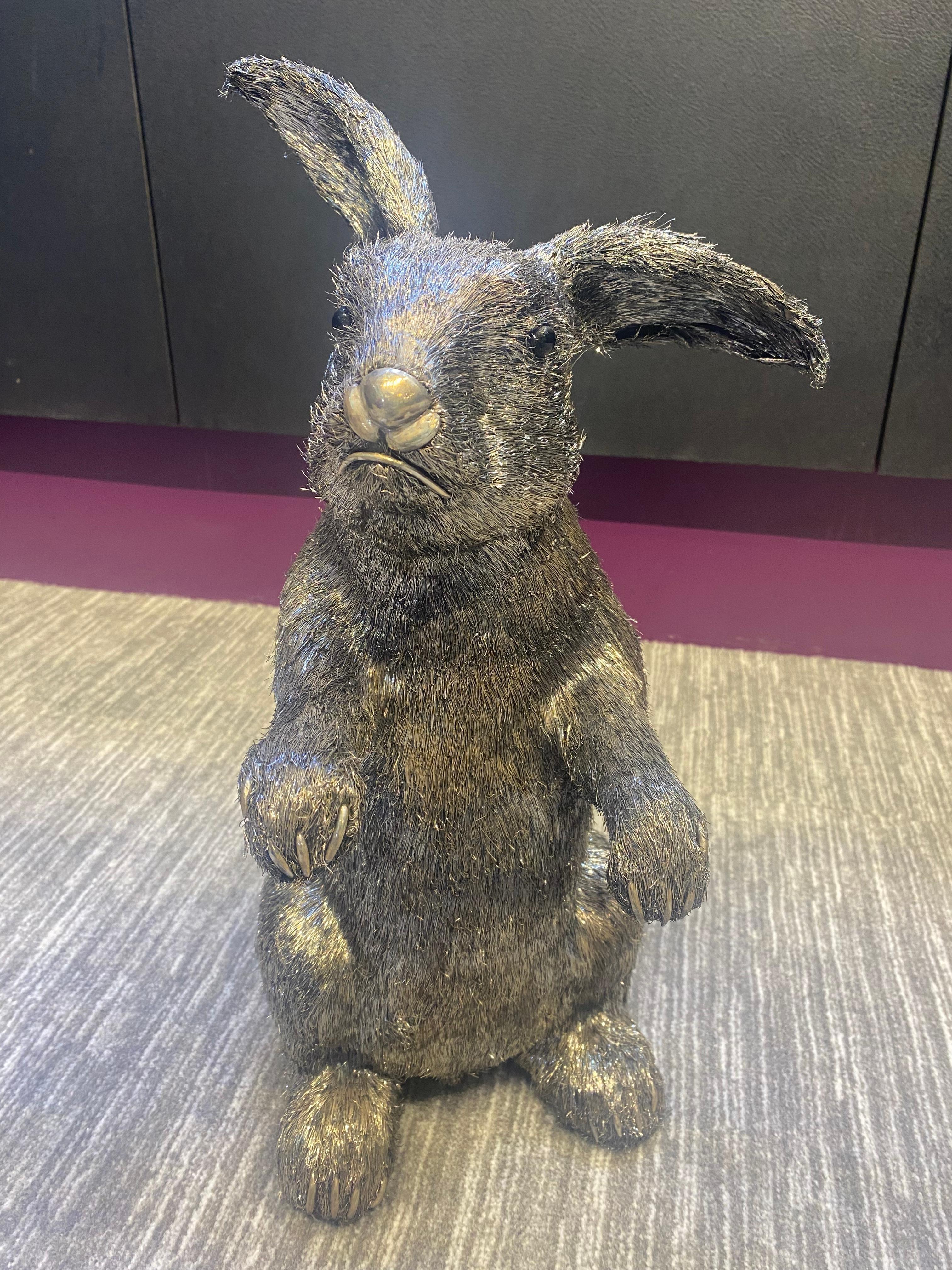 Mario Buccellati Life Size Silver Rabbit For Sale 8