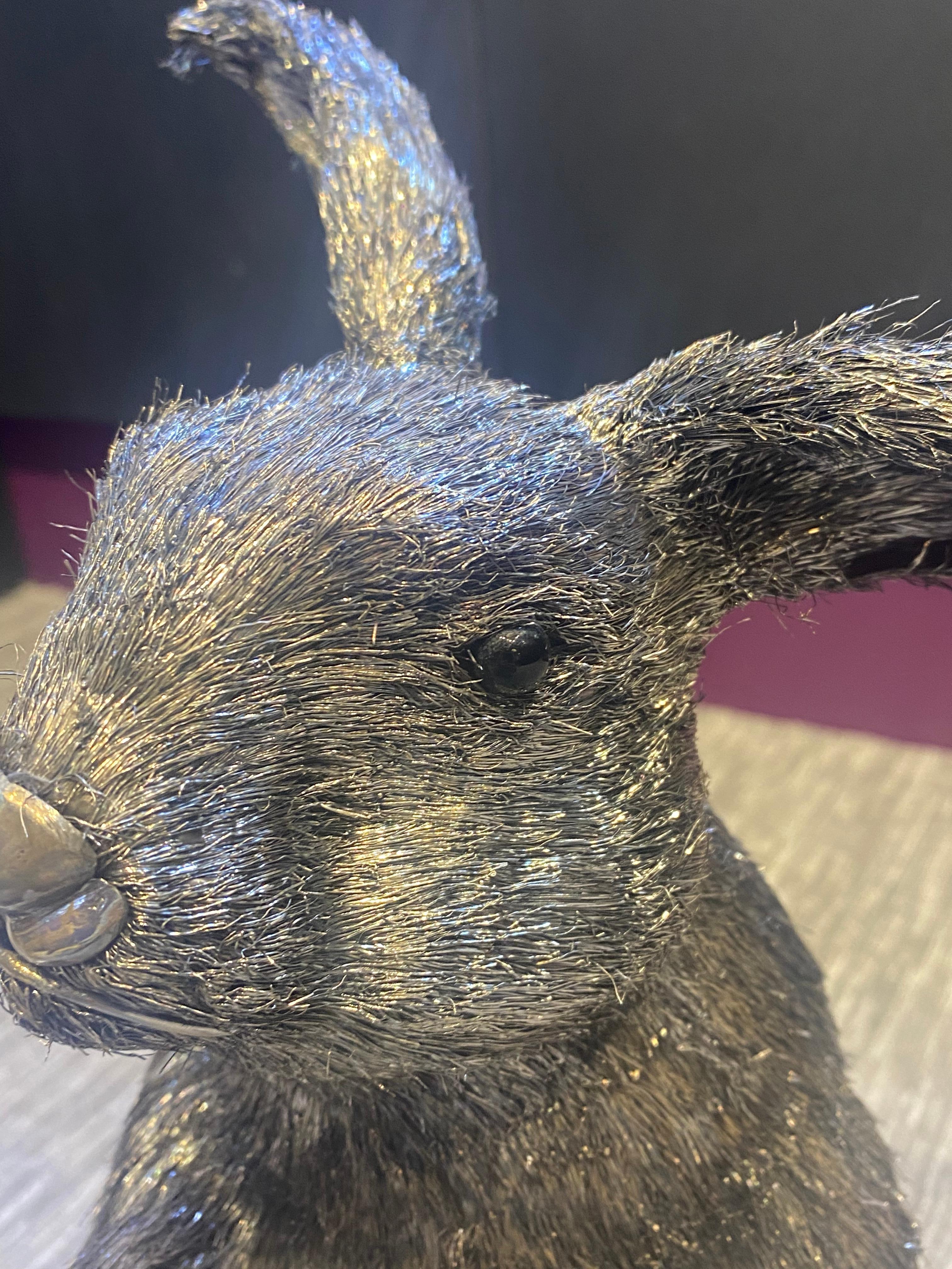 Mario Buccellati Life Size Silver Rabbit For Sale 2