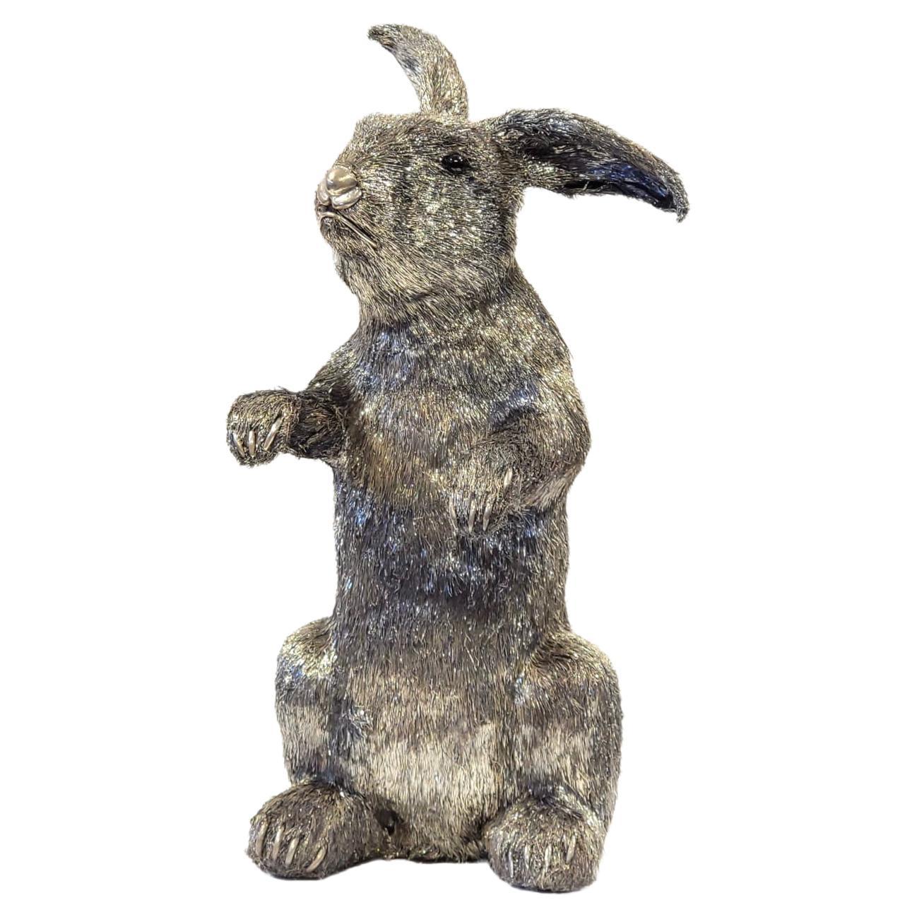 Mario Buccellati Life Size Silver Rabbit For Sale