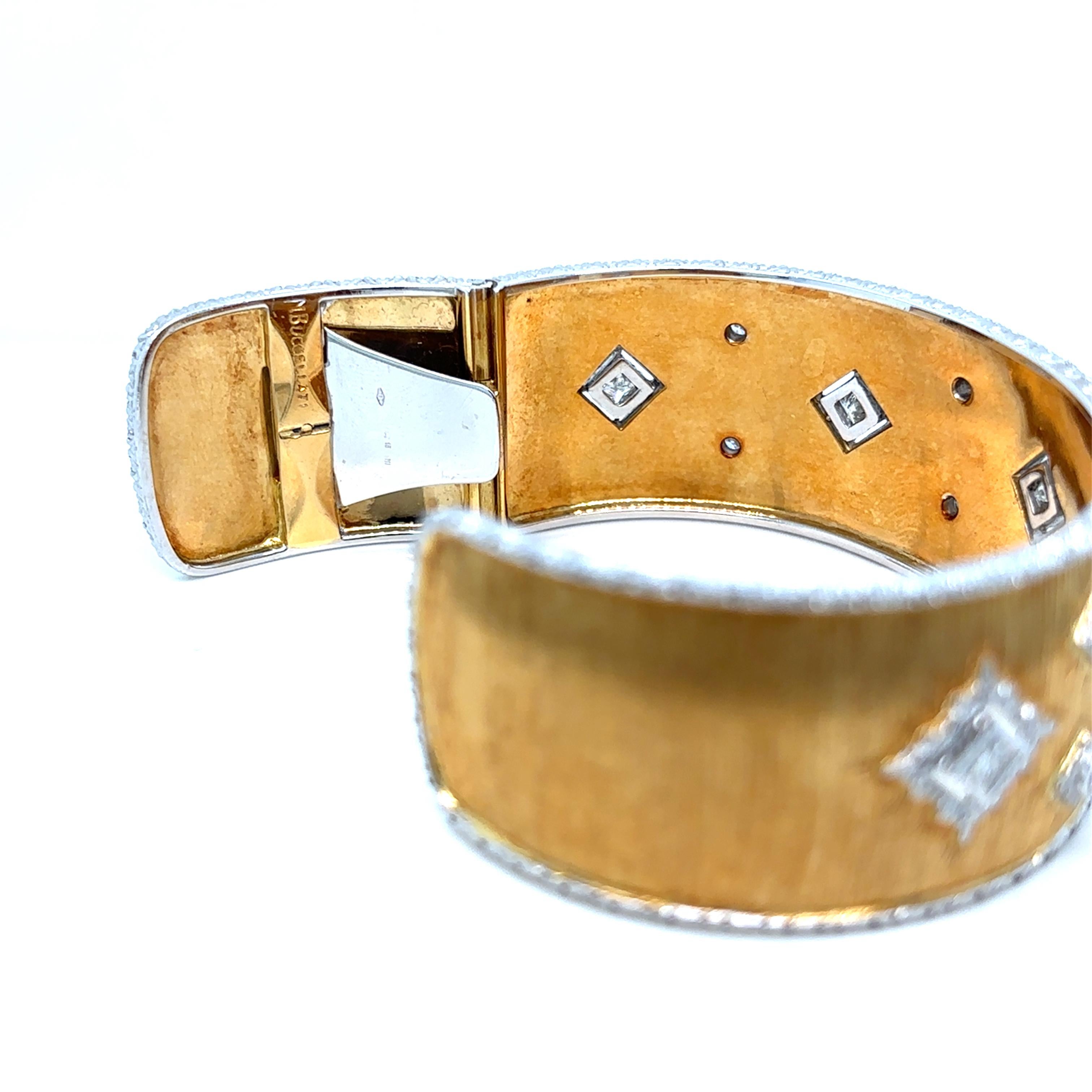Mario Buccellati Macri Yellow & White Gold Bangle with Diamonds In Excellent Condition In Napoli, NA