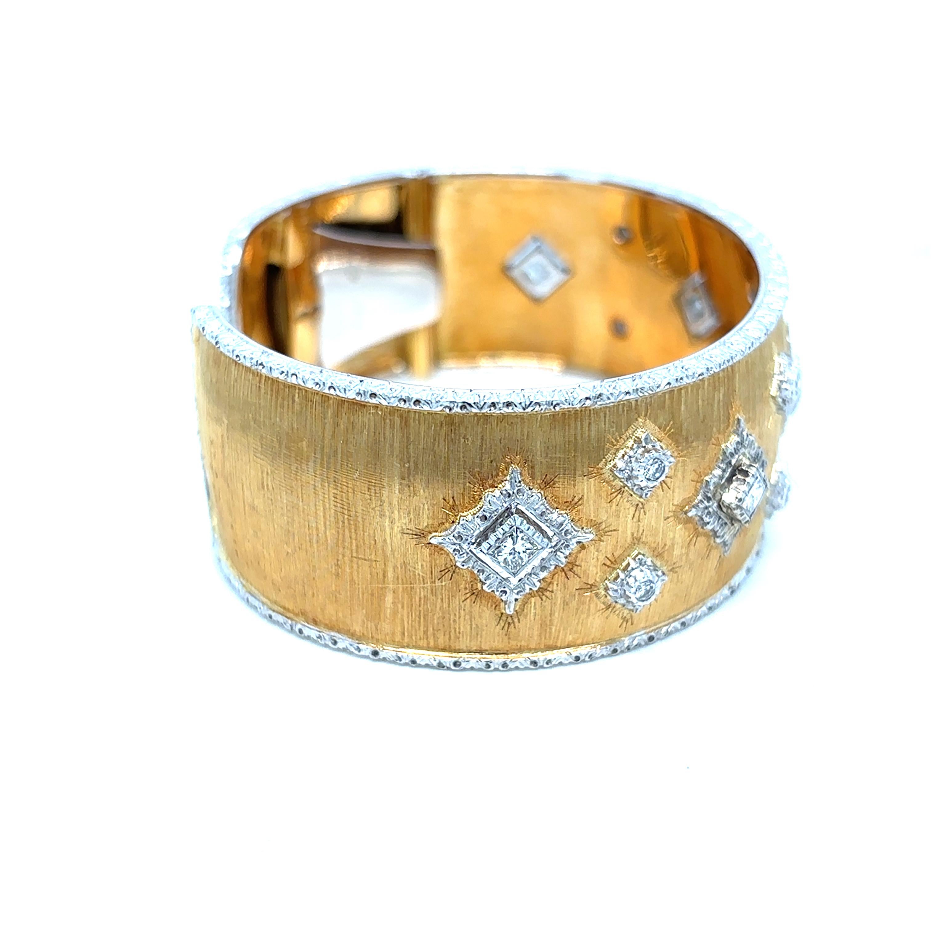 Mario Buccellati Macri Yellow & White Gold Bangle with Diamonds 1