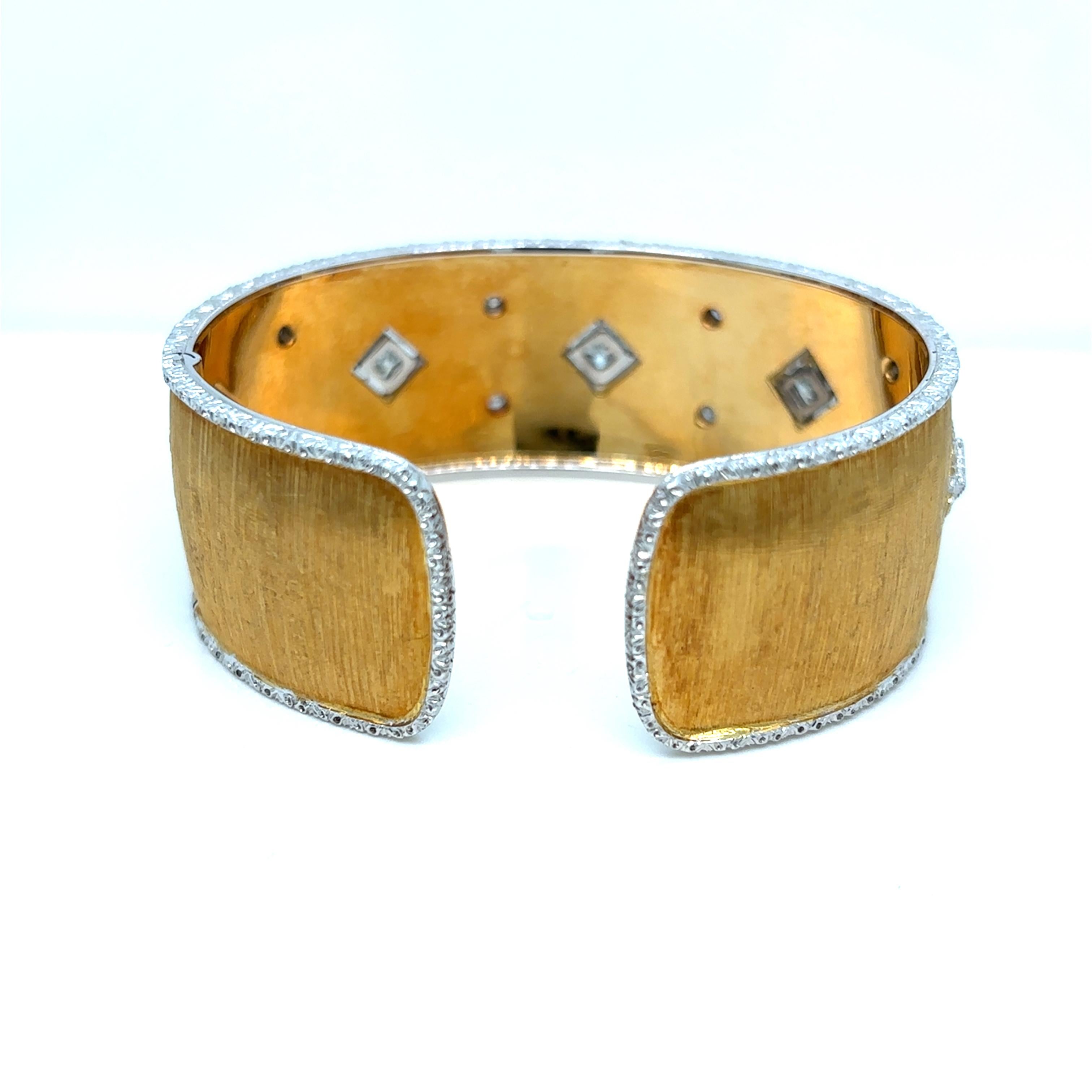 Mario Buccellati Macri Yellow & White Gold Bangle with Diamonds 2