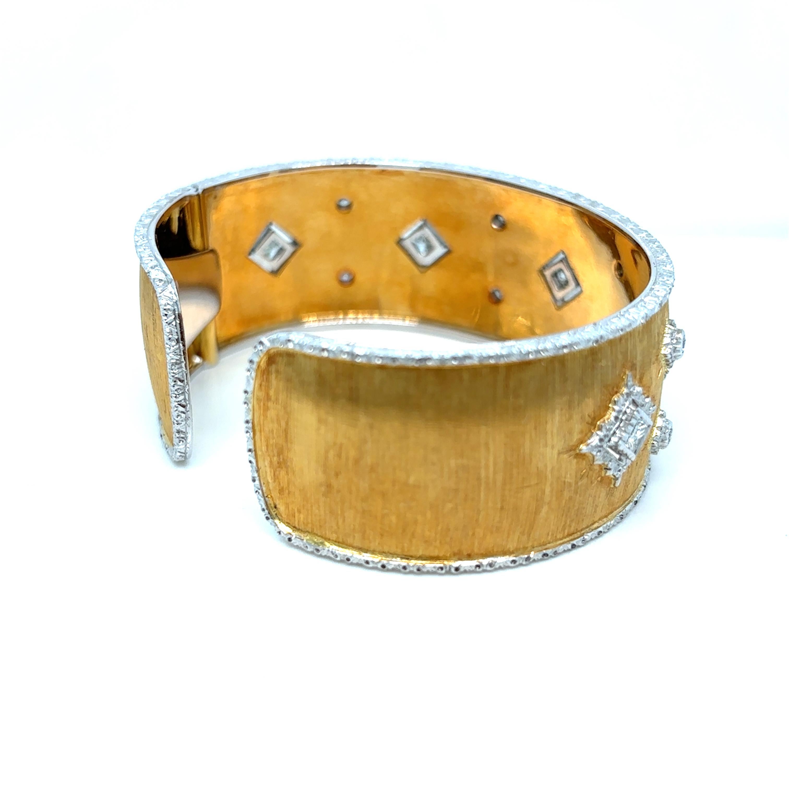 Mario Buccellati Macri Yellow & White Gold Bangle with Diamonds 3
