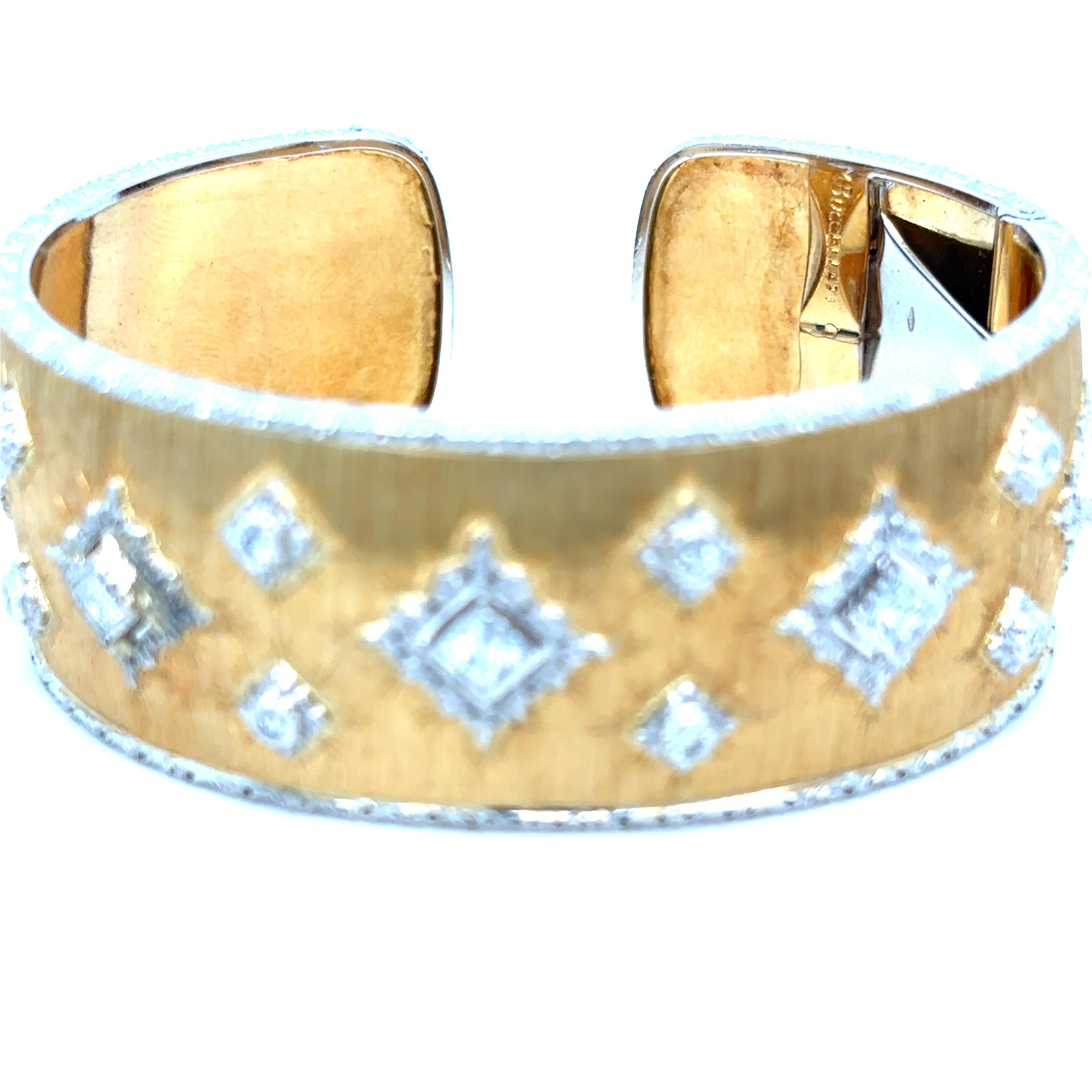 Mario Buccellati Macri Yellow & White Gold Bangle with Diamonds 4