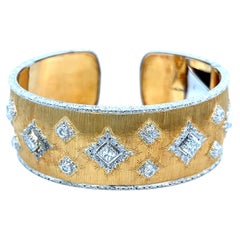 Mario Buccellati Macri Yellow & White Gold Bangle with Diamonds