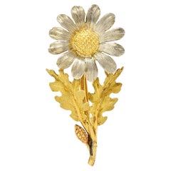 Mario Buccellati Mid-Century 18 Karat Two-Tone Gold Daisy Flower Brooch