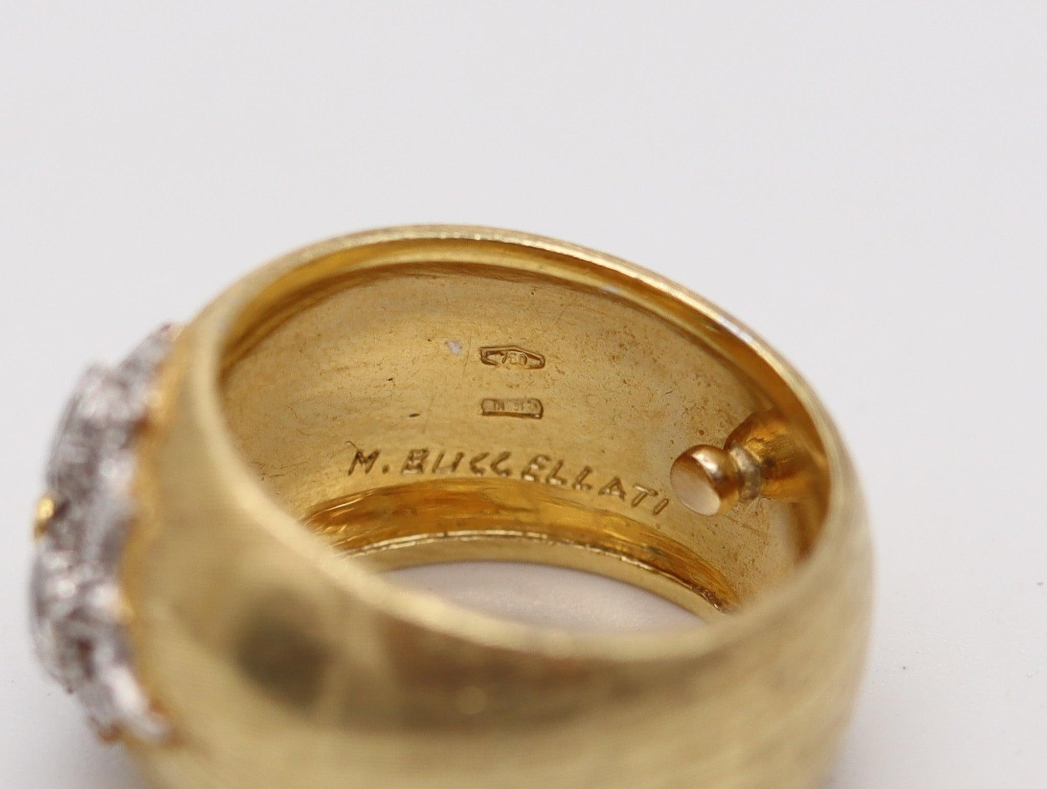 Women's MARIO BUCCELLATI Milano Baroque Ring In Two Tones of 18Kt Gold With Diamonds For Sale