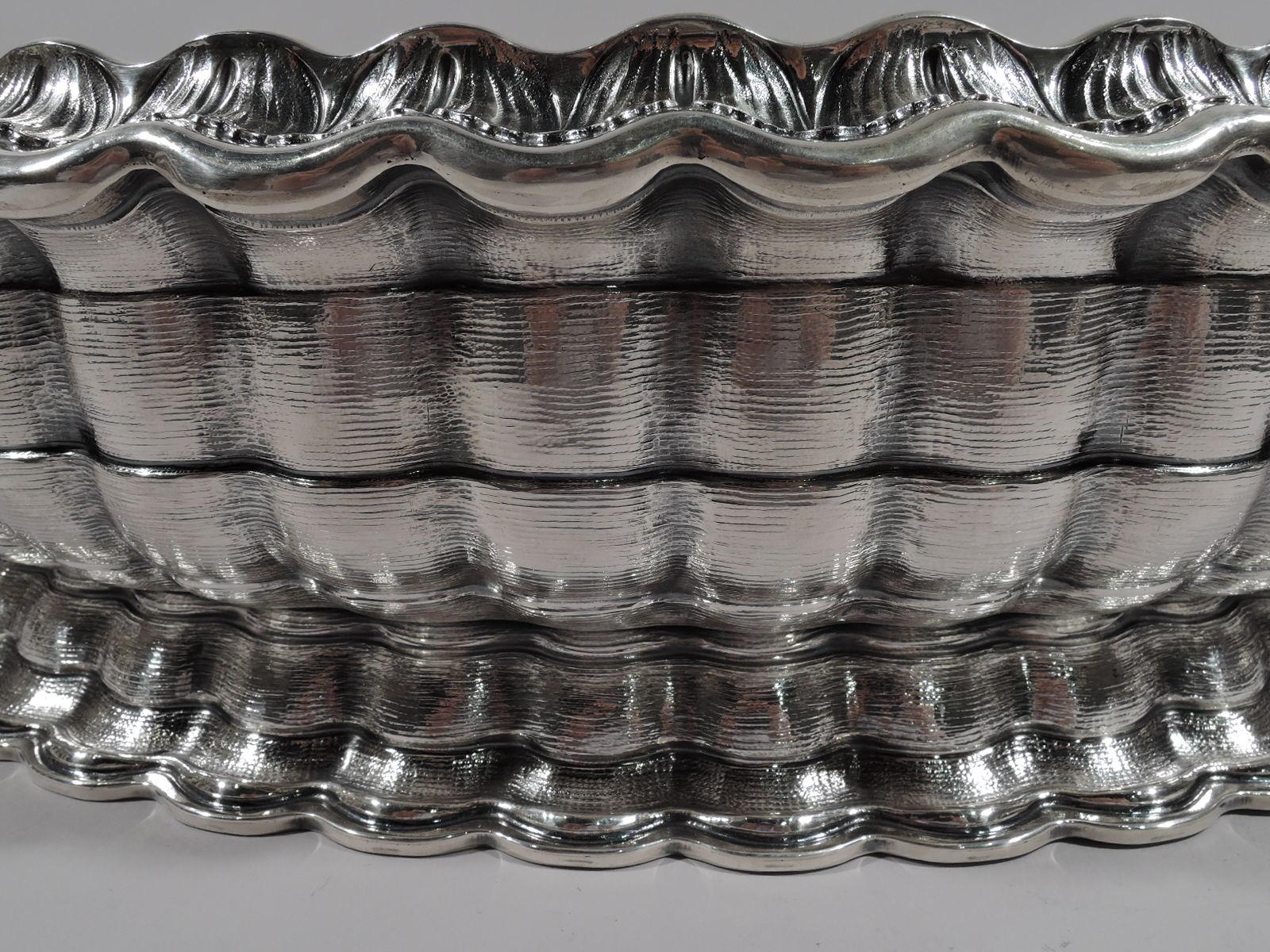 Italian Mario Buccellati Modern Classical Sterling Silver Centerpiece Bowl